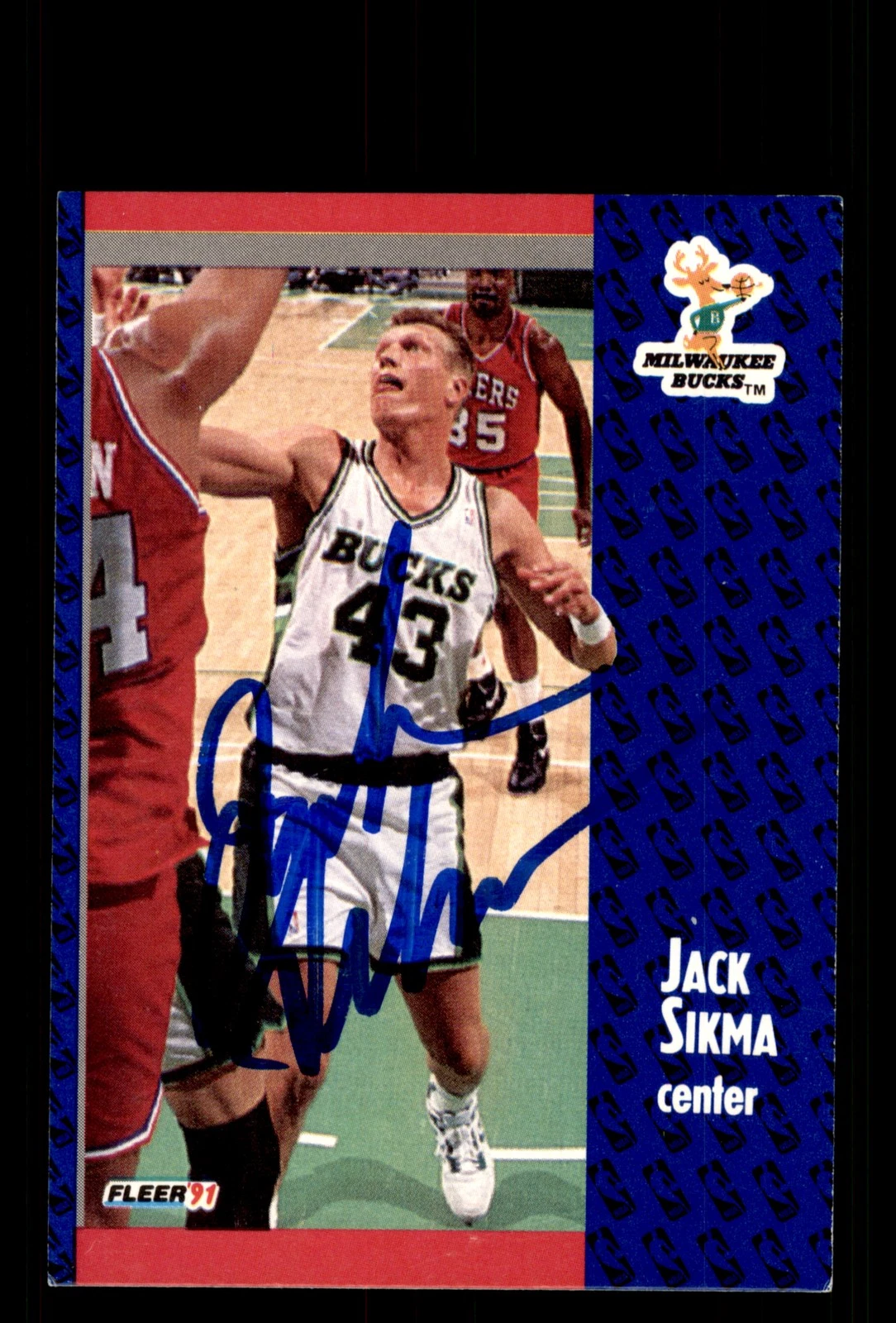 Signed Basketball Card Auto Jack Sikma 1991-92 Fleer #120 Milwaukee Bucks
