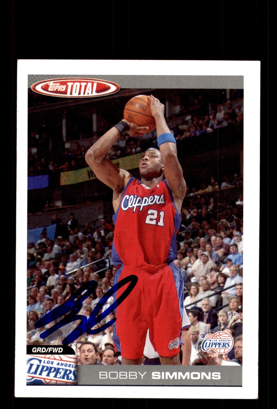 Signed Basketball Card Auto Bobby Simmons 2004-05 Topps Total #193 LA Clippers