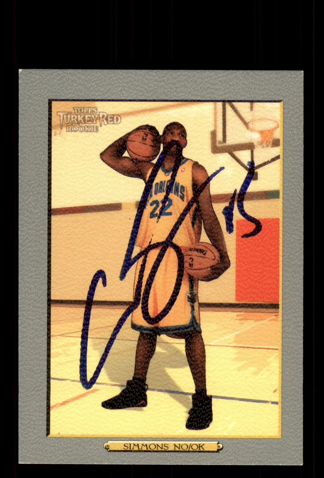 Signed Basketball Card Auto Cedric Simmons 2006-07 Topps Turkey Red #198 Hornets