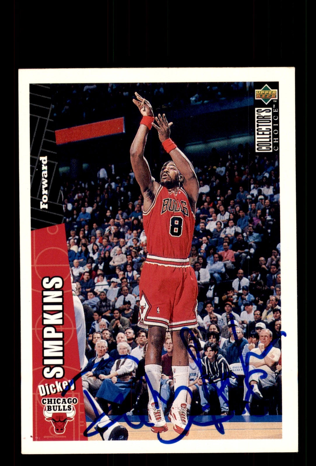 Signed Basketball Card Auto Dickey Simpkins 1996-97 Collector's Choice #217