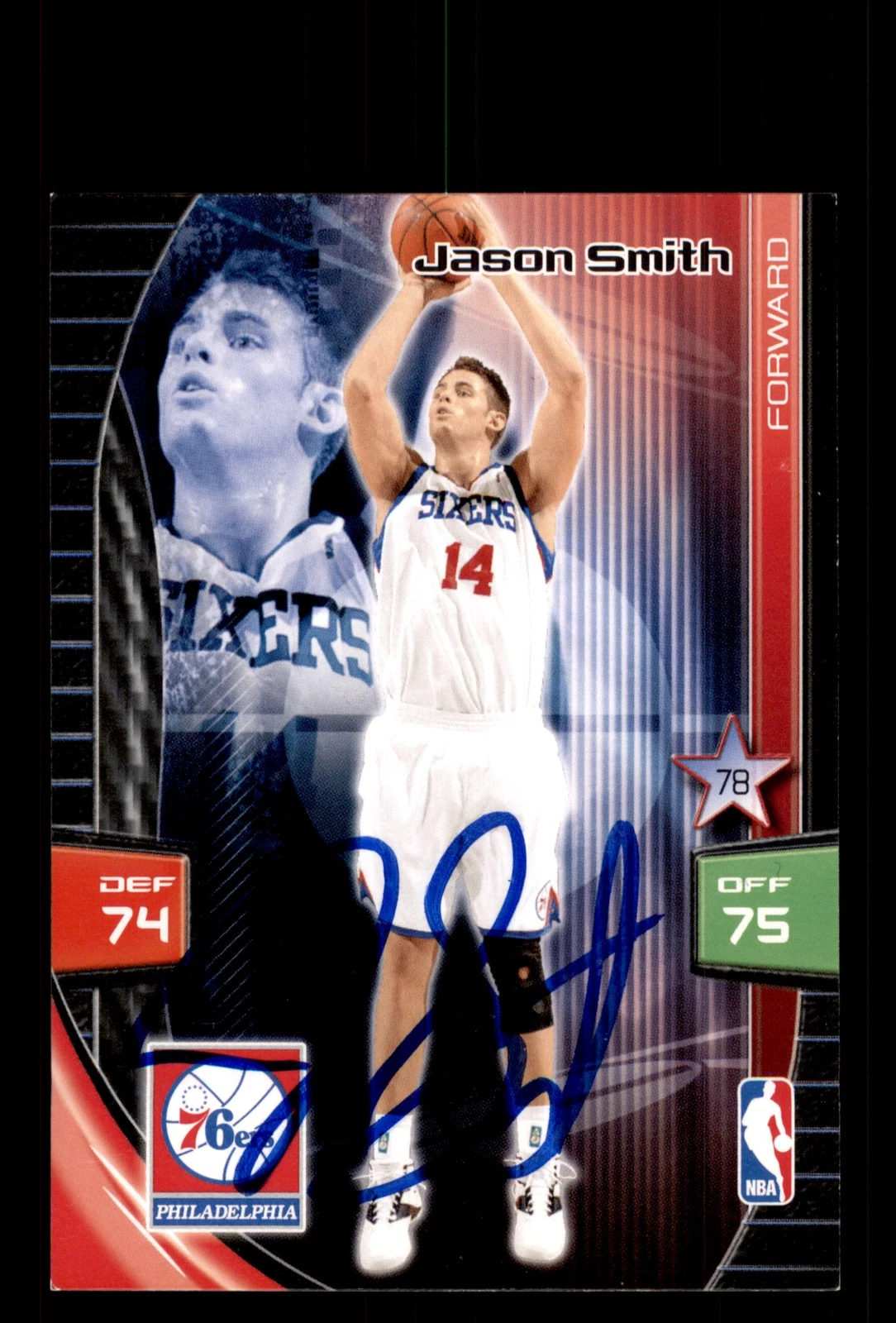 Signed Basketball Card Auto Jason Smith 2009-10 Panini Adrenalyn XL 76ers