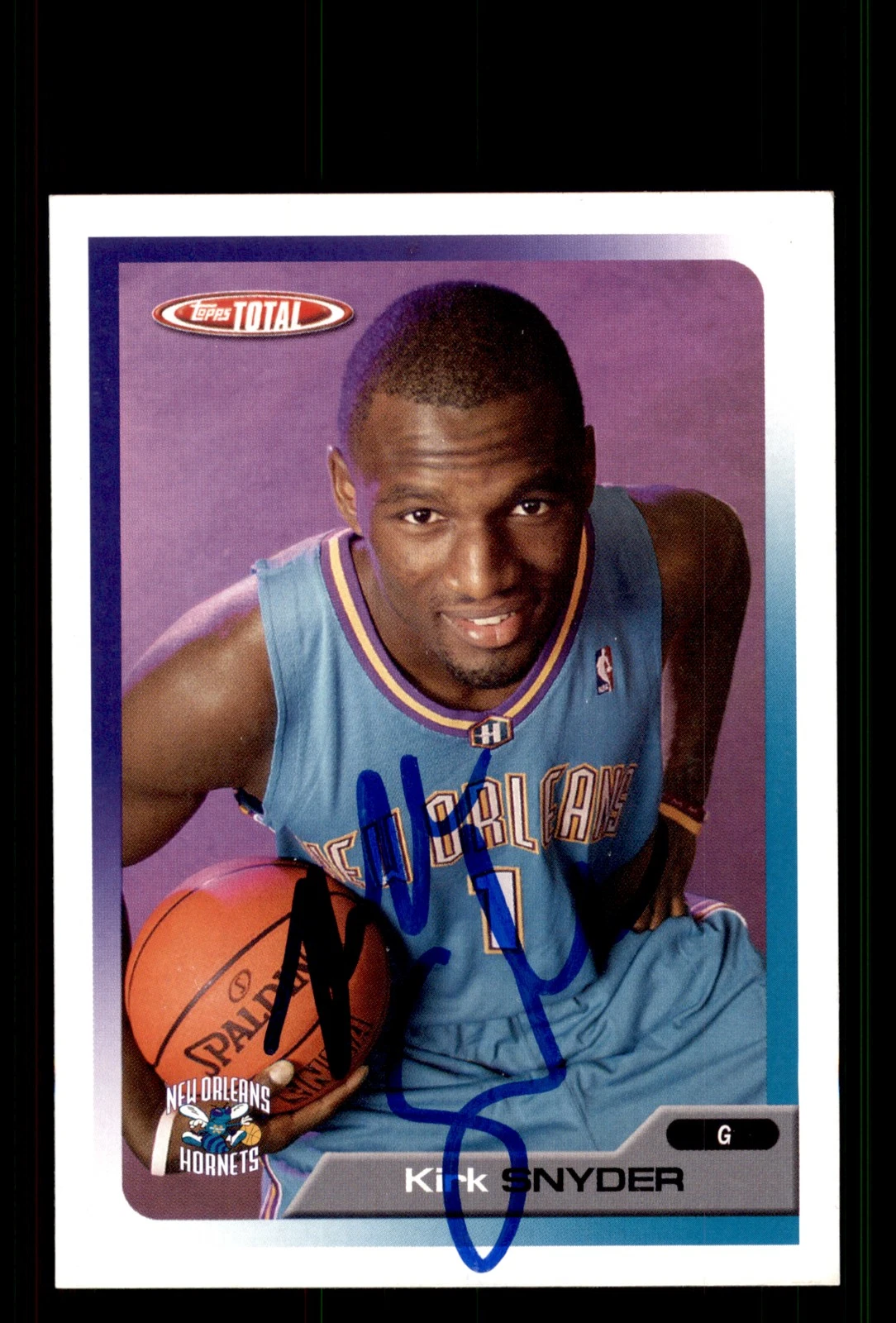 Signed Basketball Card Auto Kirk Snyder 2005-06 Topps Total #353 Hornets