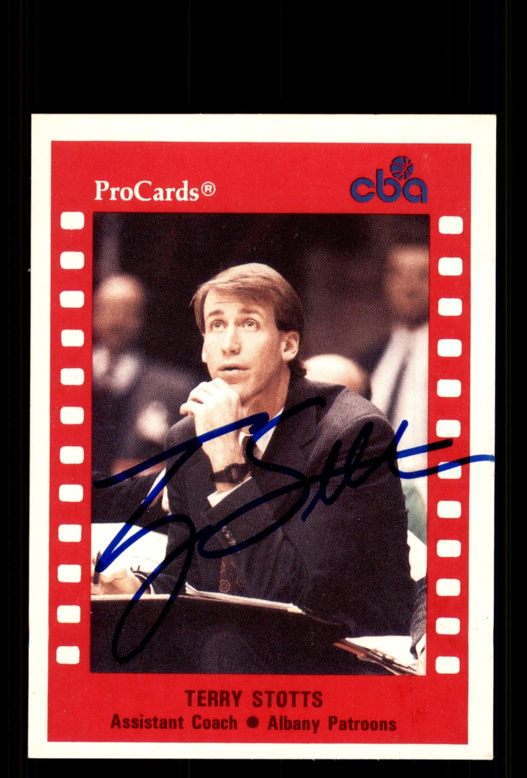 Signed Basketball Card Auto Terry Stotts 1990-91 ProCards CBA #160 Patroons