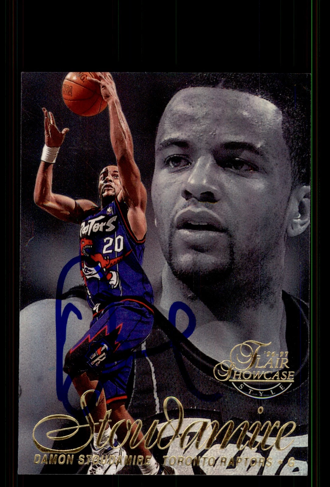 Signed Basketball Card Auto Damon Stoudamire 1996-97 Flair Showcase #20