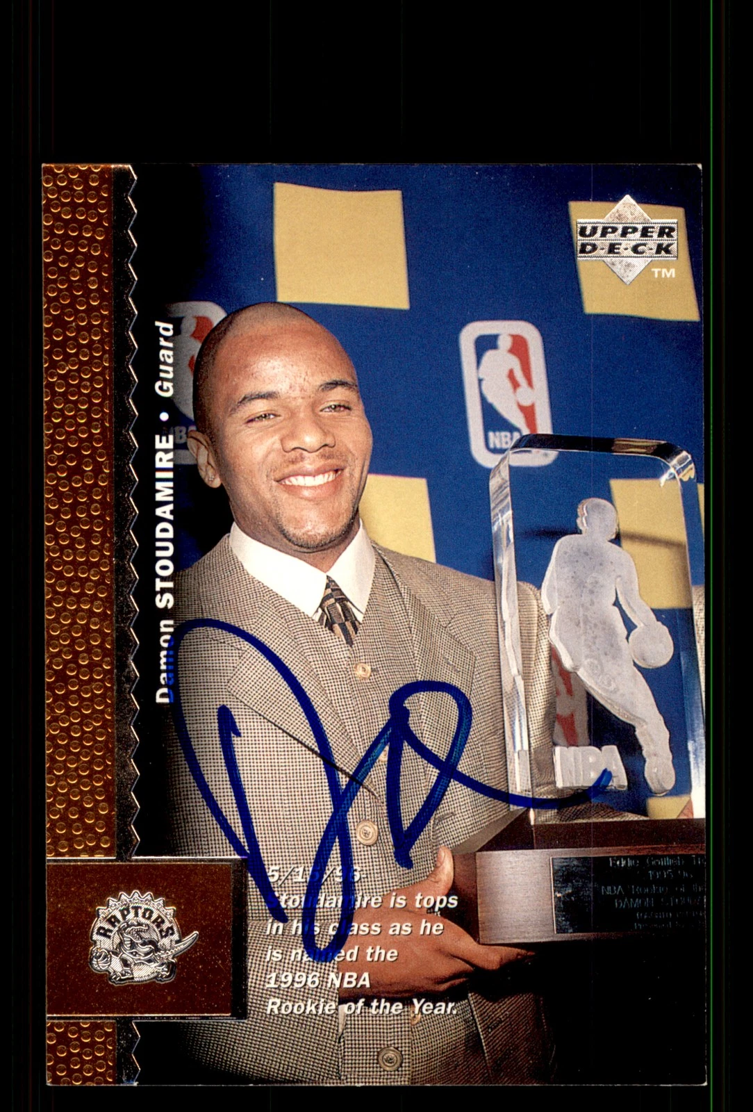 Signed Basketball Card Auto Damon Stoudamire 1996-97 Upper Deck #120