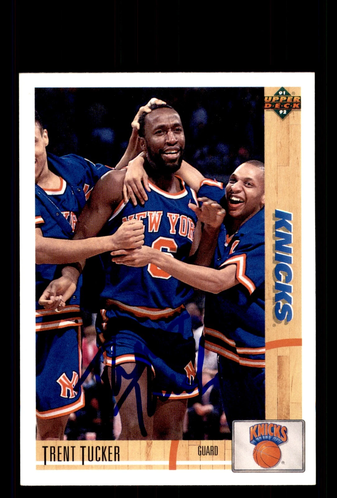 Signed Basketball Card Auto Trent Tucker 1991-92 Upper Deck #341 New York Knicks