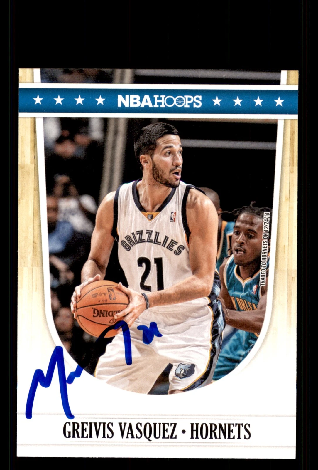 Signed Basketball Card Auto Greivis Vasquez 2011-12 Hoops #111 Hornets