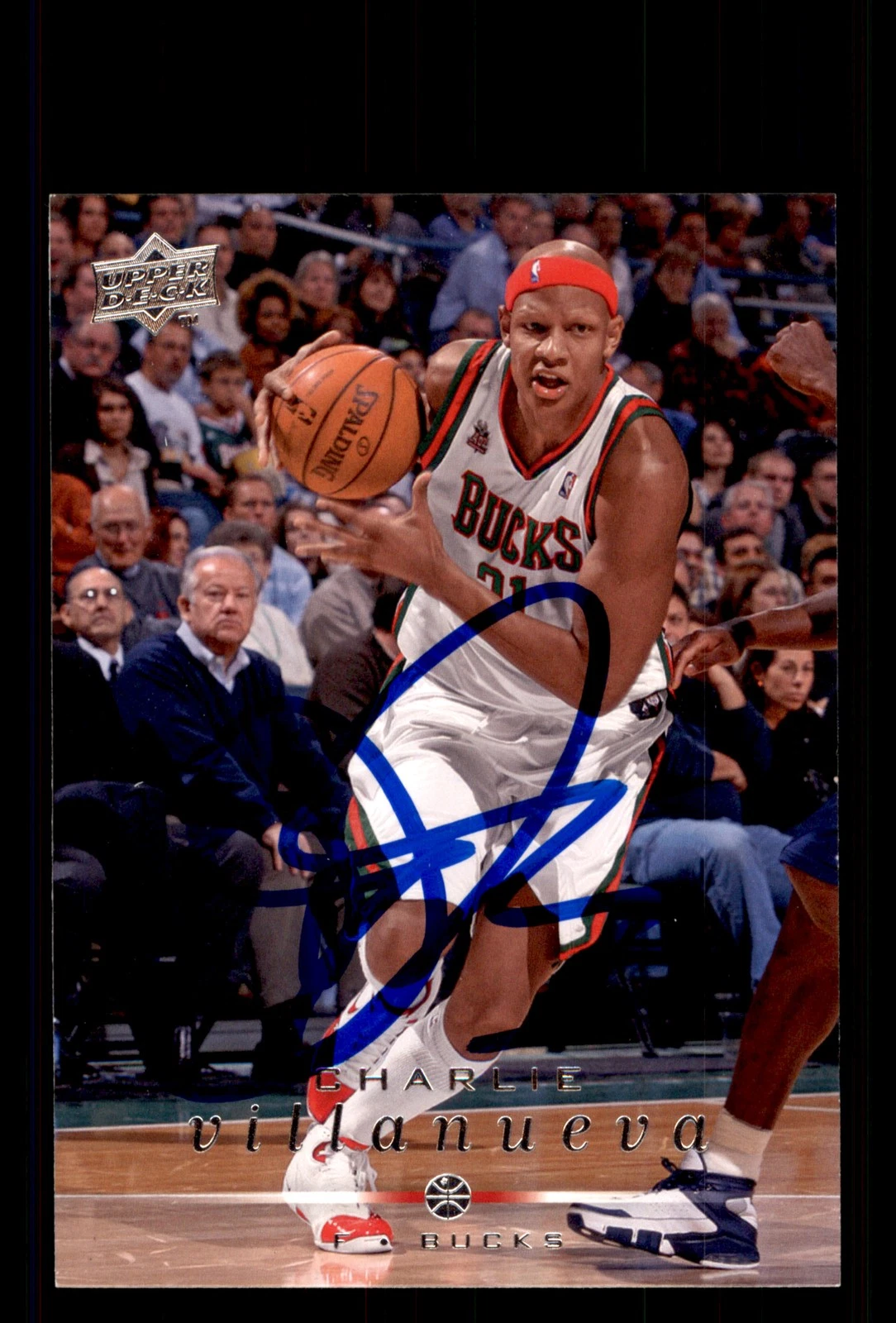 Signed Basketball Card Auto Charlie Villanueva 2008-09 Upper Deck #101 Bucks