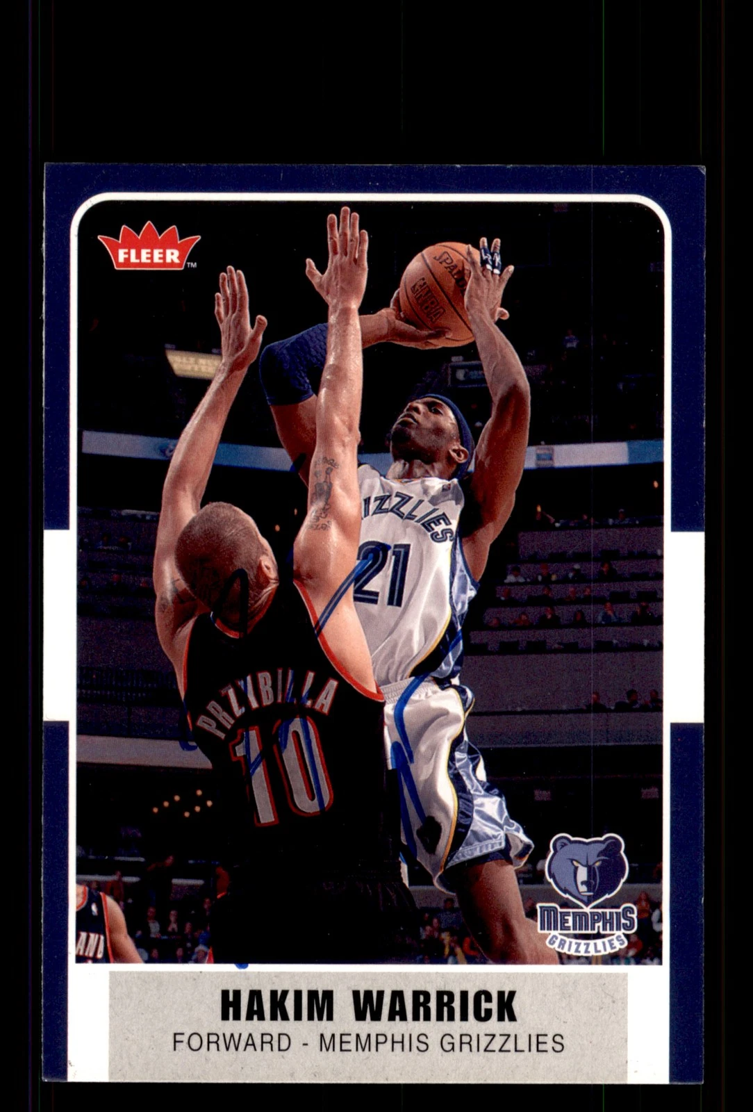 Signed Basketball Card Auto Hakim Warrick 2007-08 Fleer #104 Memphis Grizzlies