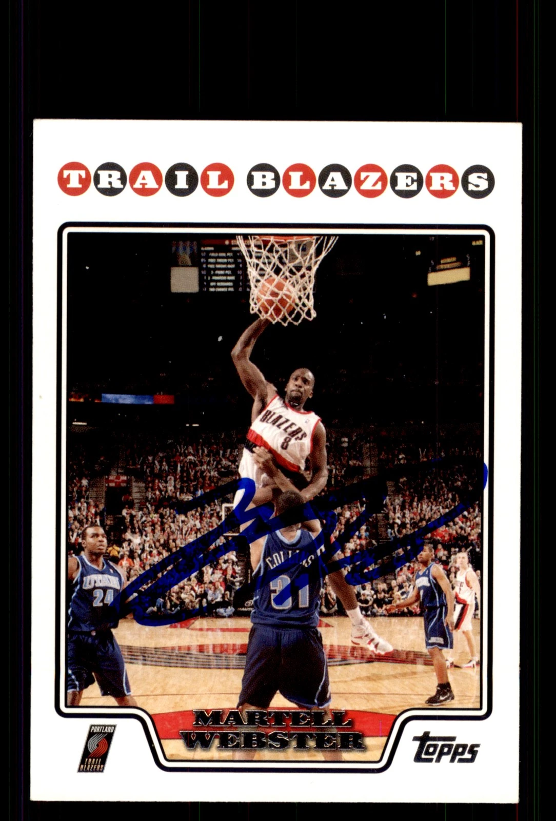 Signed Basketball Card Auto Martell Webster 2008-09 Topps #125 Trail Blazers