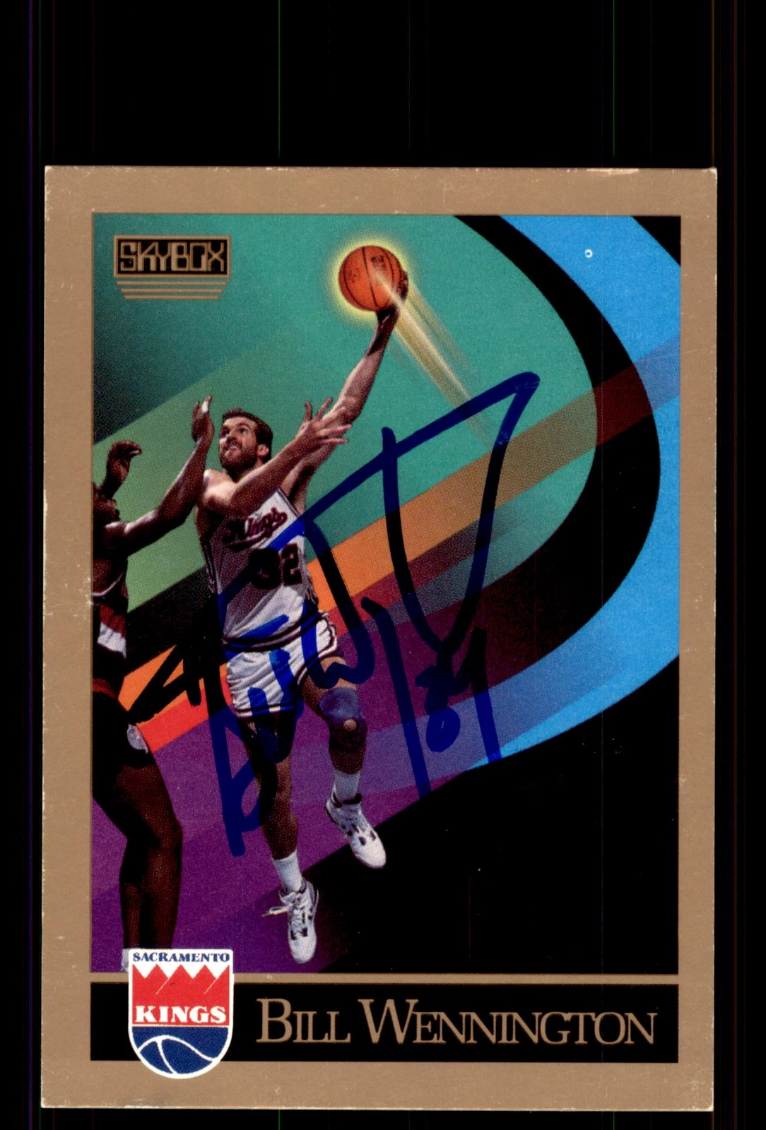 Signed Basketball Card Auto Bill Wennington 1990-91 SkyBox #412 Sacramento Kings