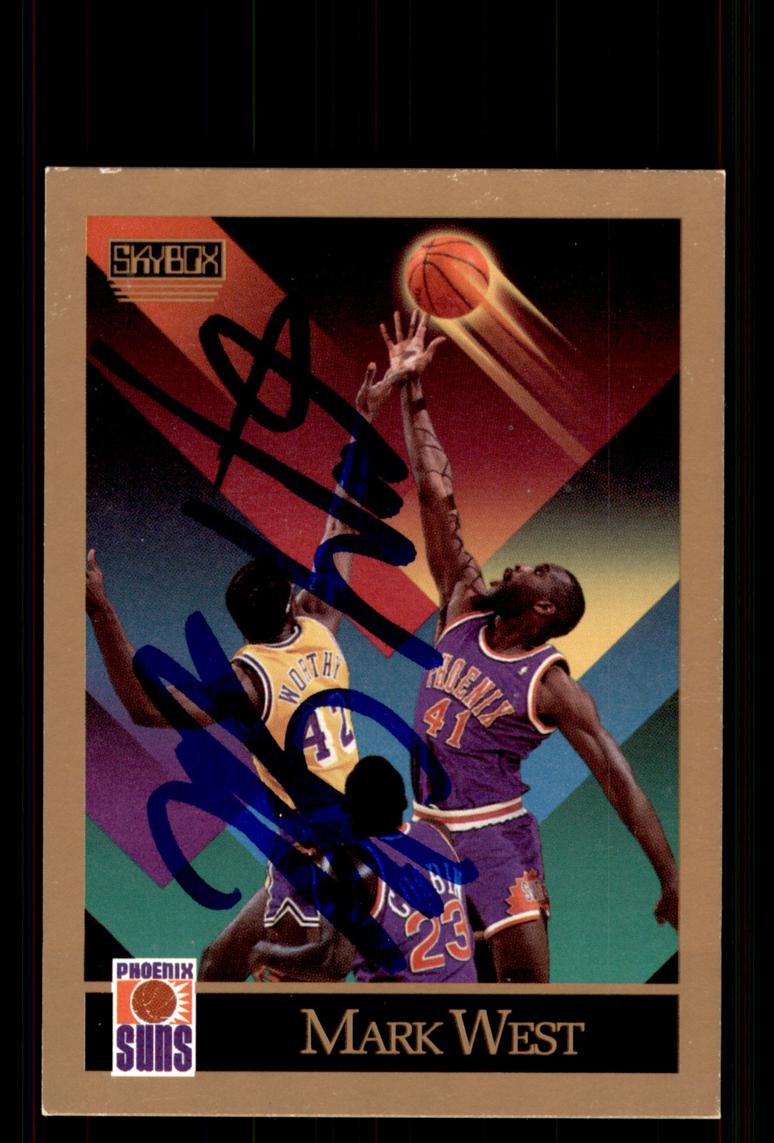 Signed Basketball Card Auto Mark West 1990-91 SkyBox #230 Phoenix Suns