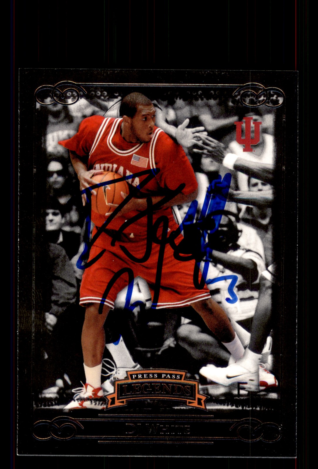 Signed Basketball Card Auto D.J. White 2008-09 Press Pass Legends #9 Hoosiers