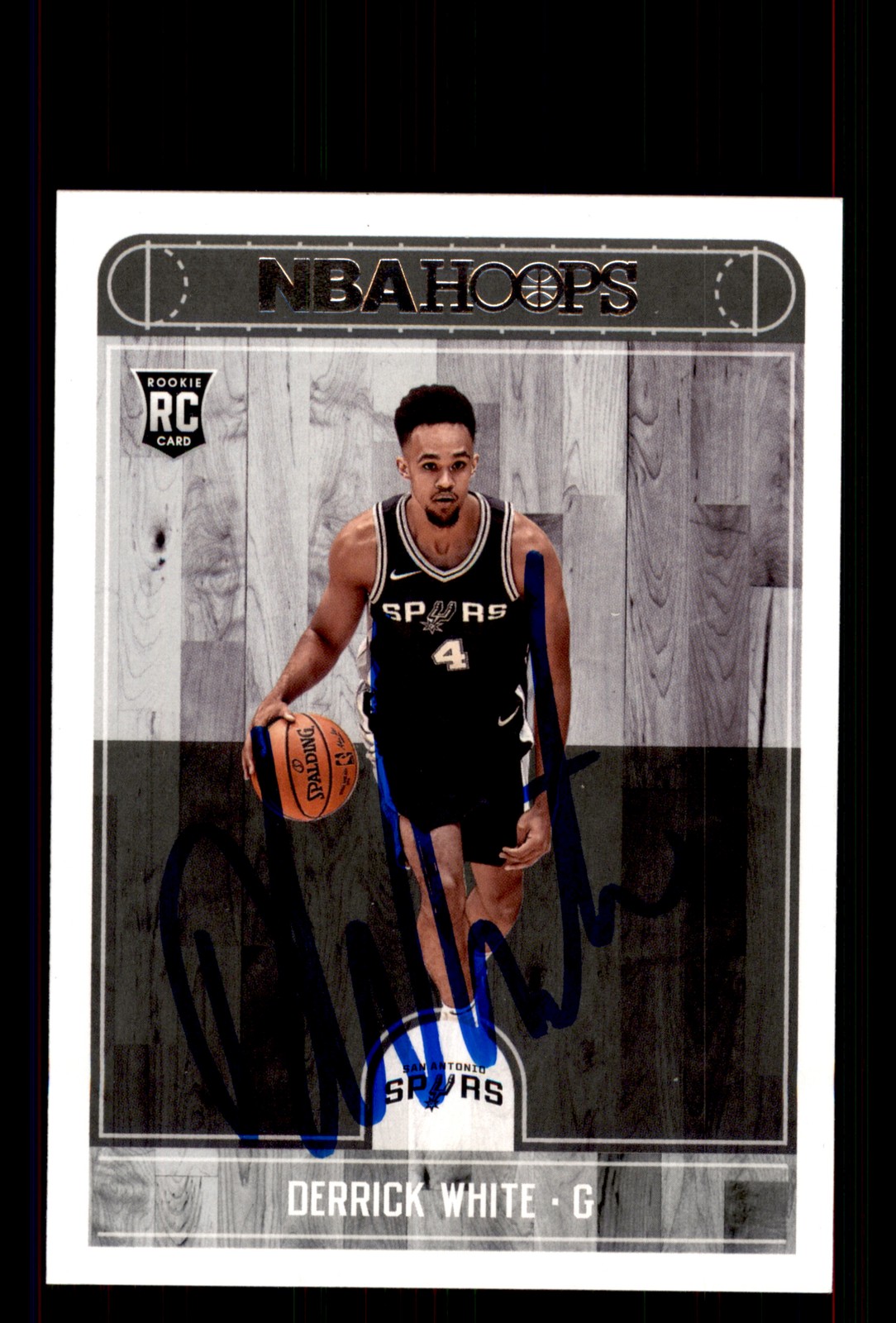 Signed Basketball Card Auto Derrick White 2017-18 Hoops #279 Spurs