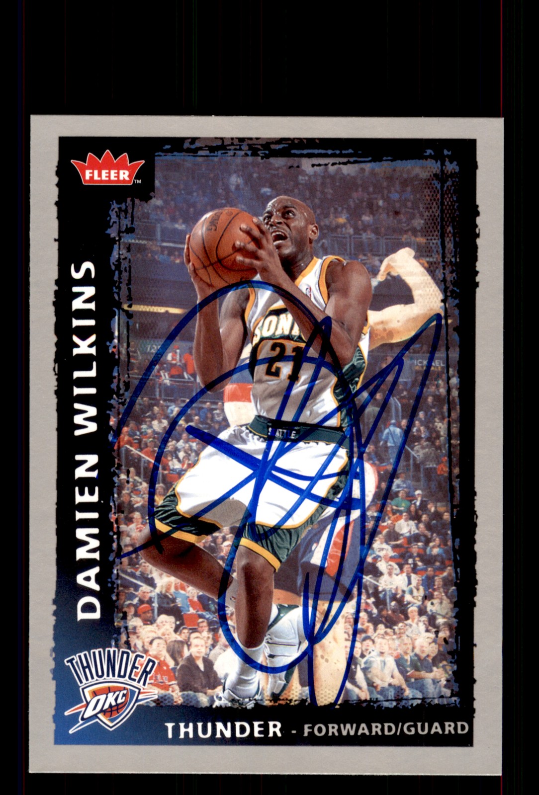 Signed Basketball Card Auto Damien Wilkins 2008-09 Fleer #198 Thunder
