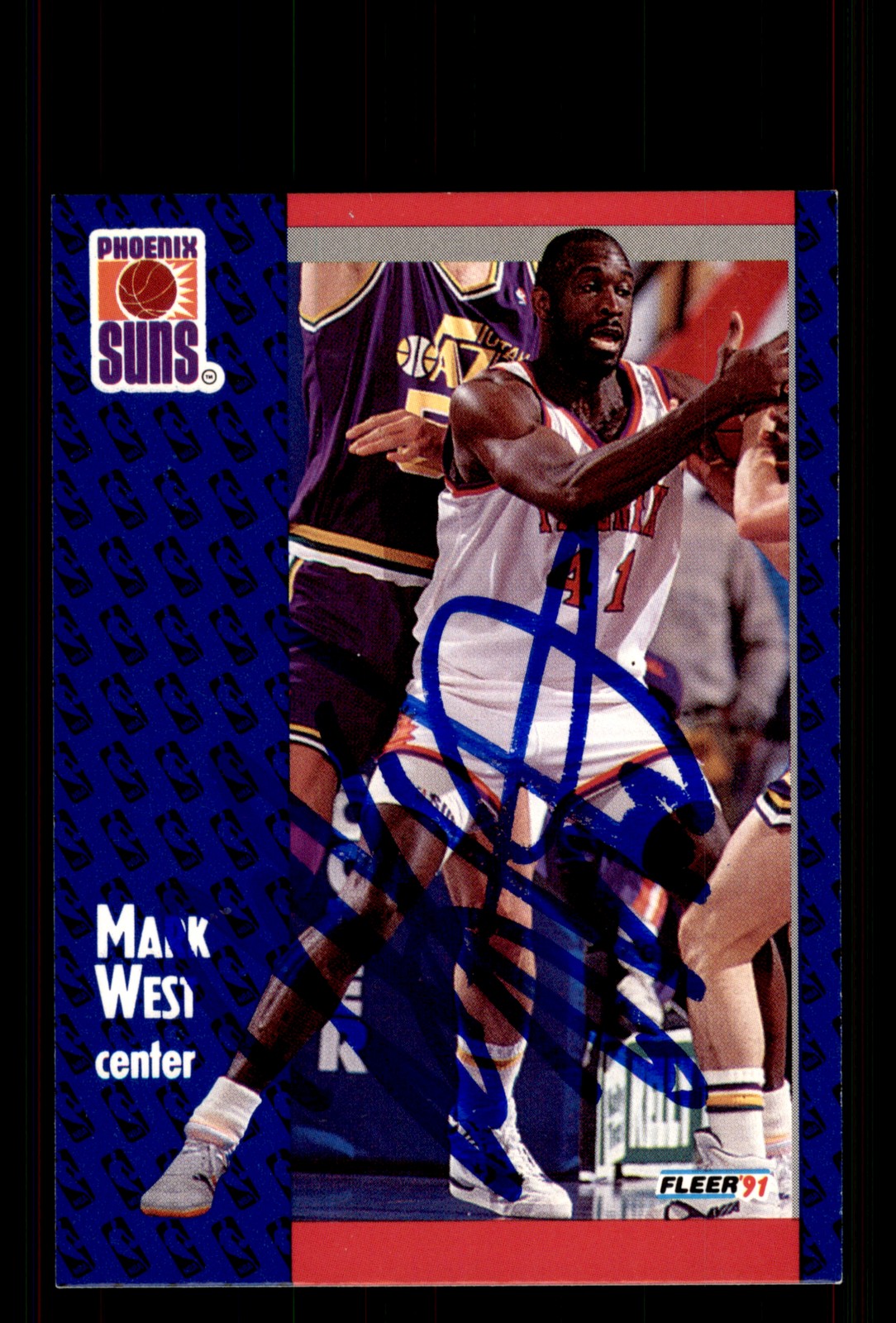 Signed Basketball Card Auto Mark West 1991-92 Fleer #165 Phoenix Suns