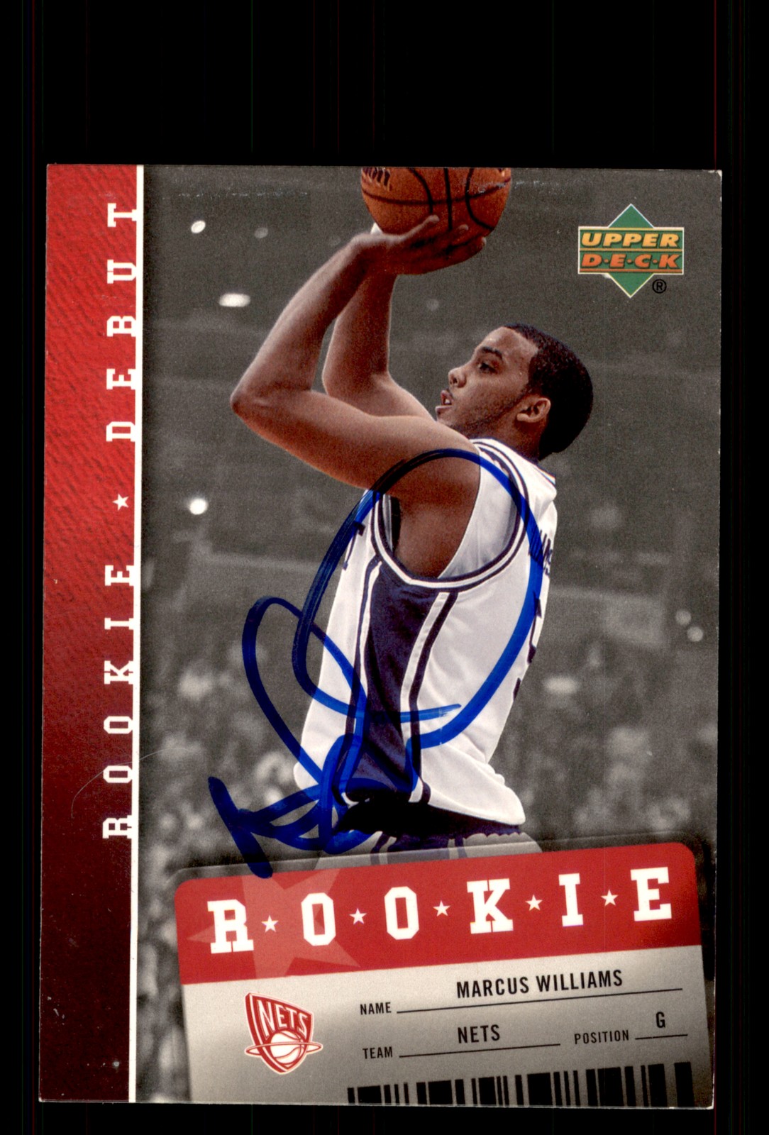 Signed Basketball Card Auto Marcus Williams 2006-07 Upper Deck Rookie Debut #116