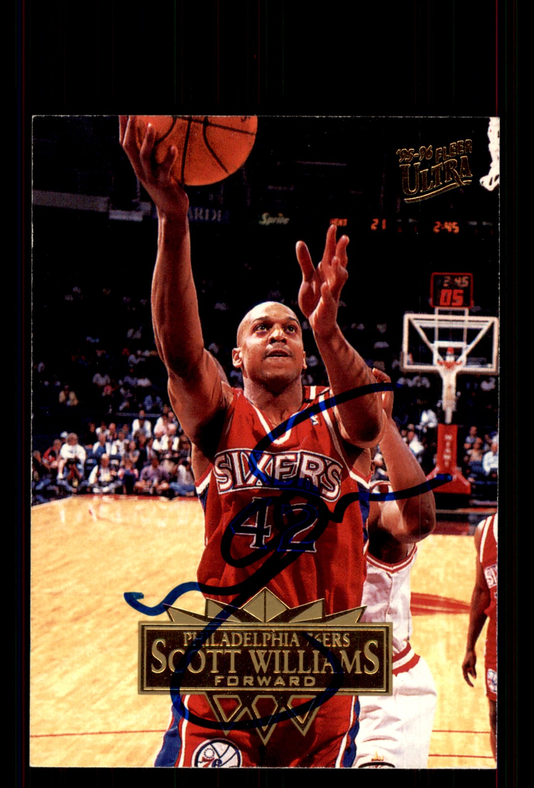 Signed Basketball Card Auto Scott Williams 1995-96 Ultra #136 Philadelphia 76ers