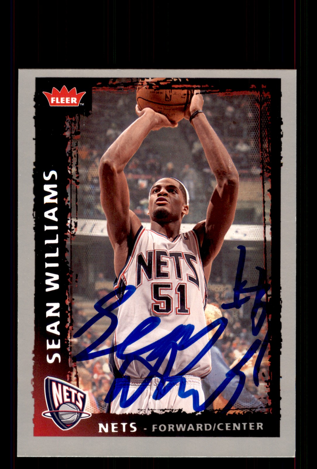 Signed Basketball Card Auto Sean Williams 2008-09 Fleer #64 New Jersey Nets
