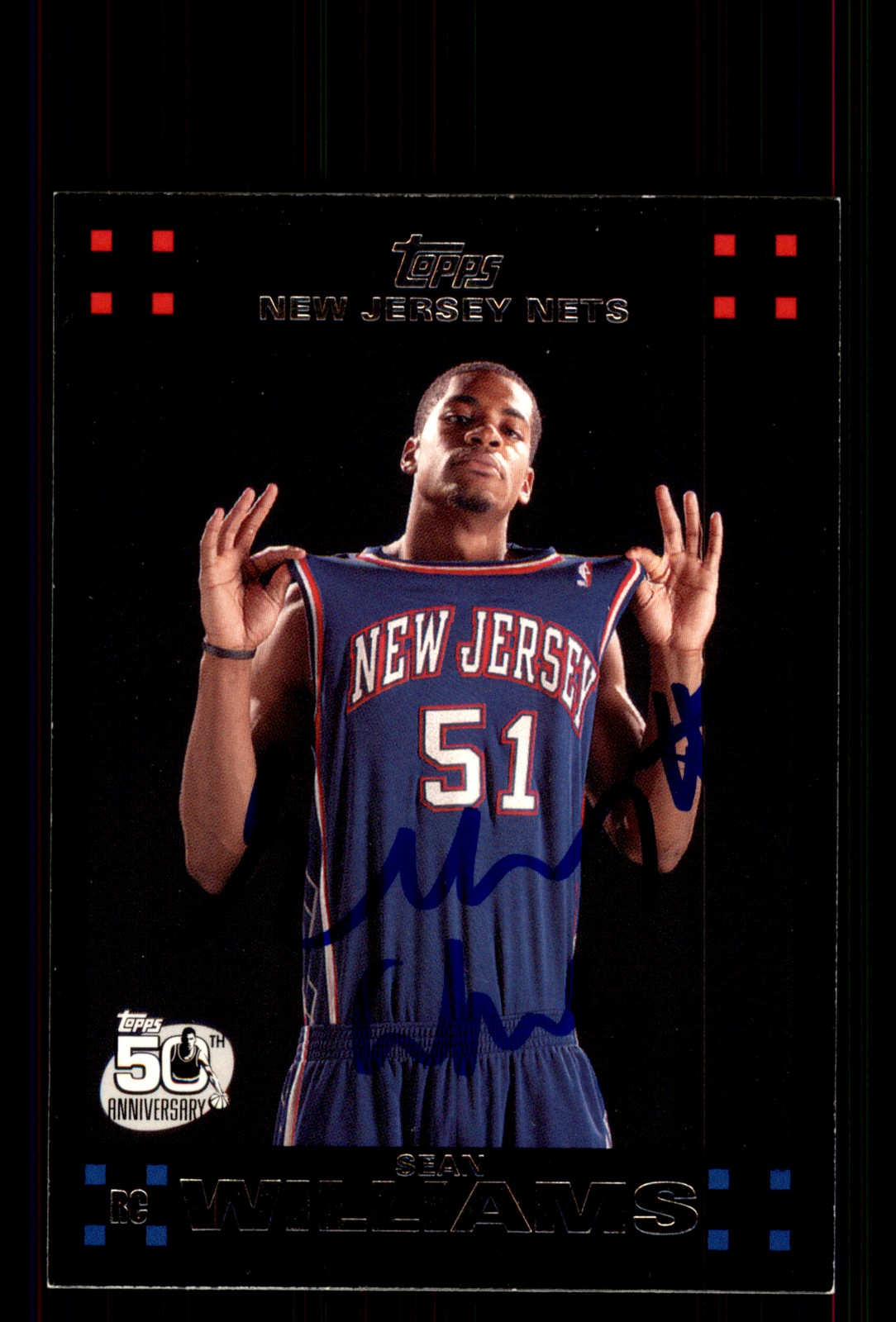 Signed Basketball Card Auto Sean Williams 2007-08 Topps #127 New Jersey Nets