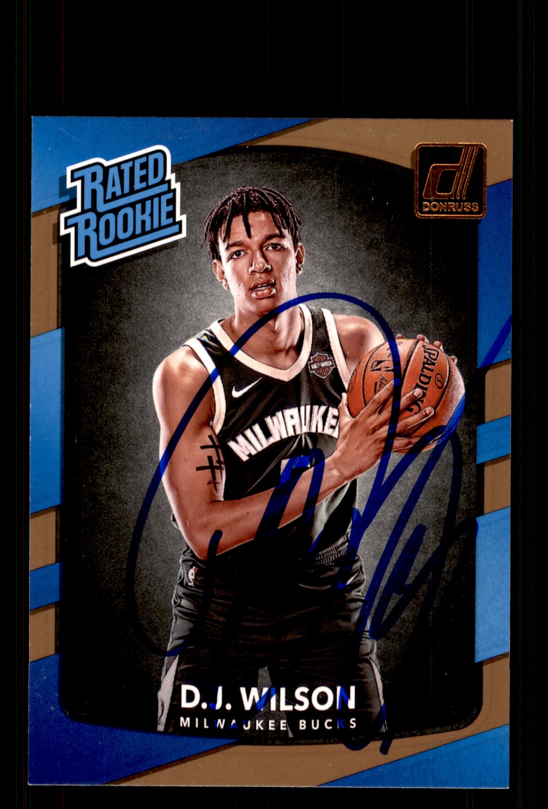 Signed Basketball Card Auto D.J. Wilson 2017-18 Donruss #184 Milwaukee Bucks