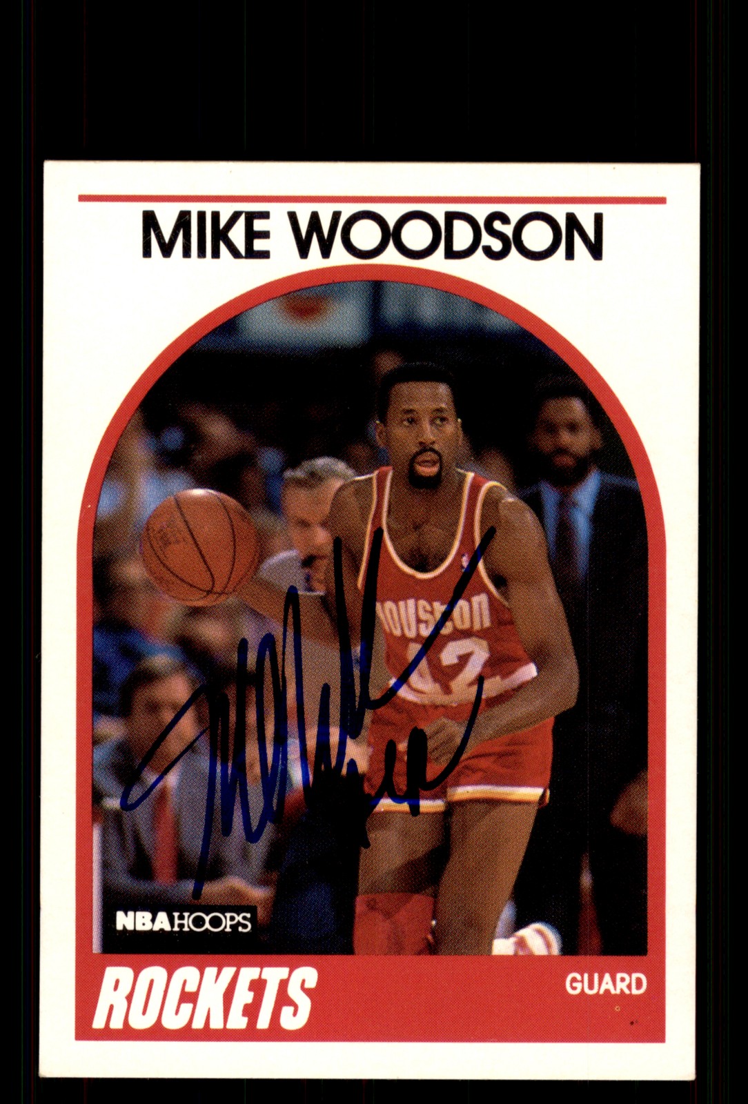 Signed Basketball Card Auto Mike Woodson 1989-90 Hoops #49 Rockets