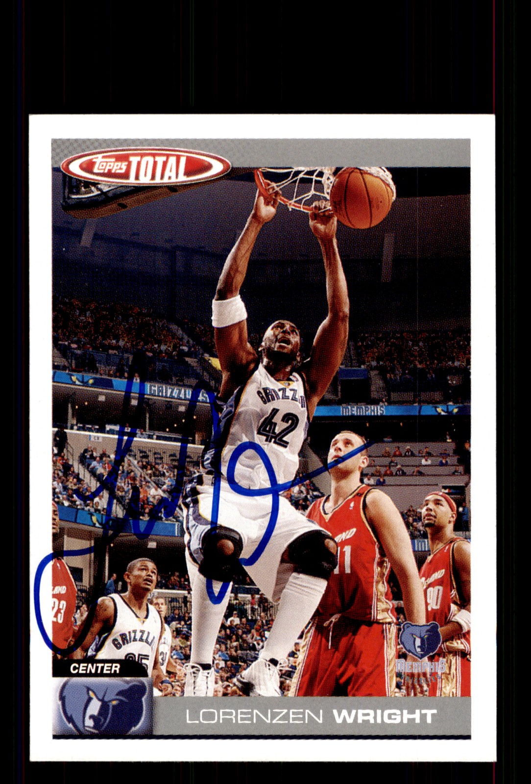 Signed Basketball Card Auto Lorenzen Wright 2004-05 Topps Total #221 Grizzlies