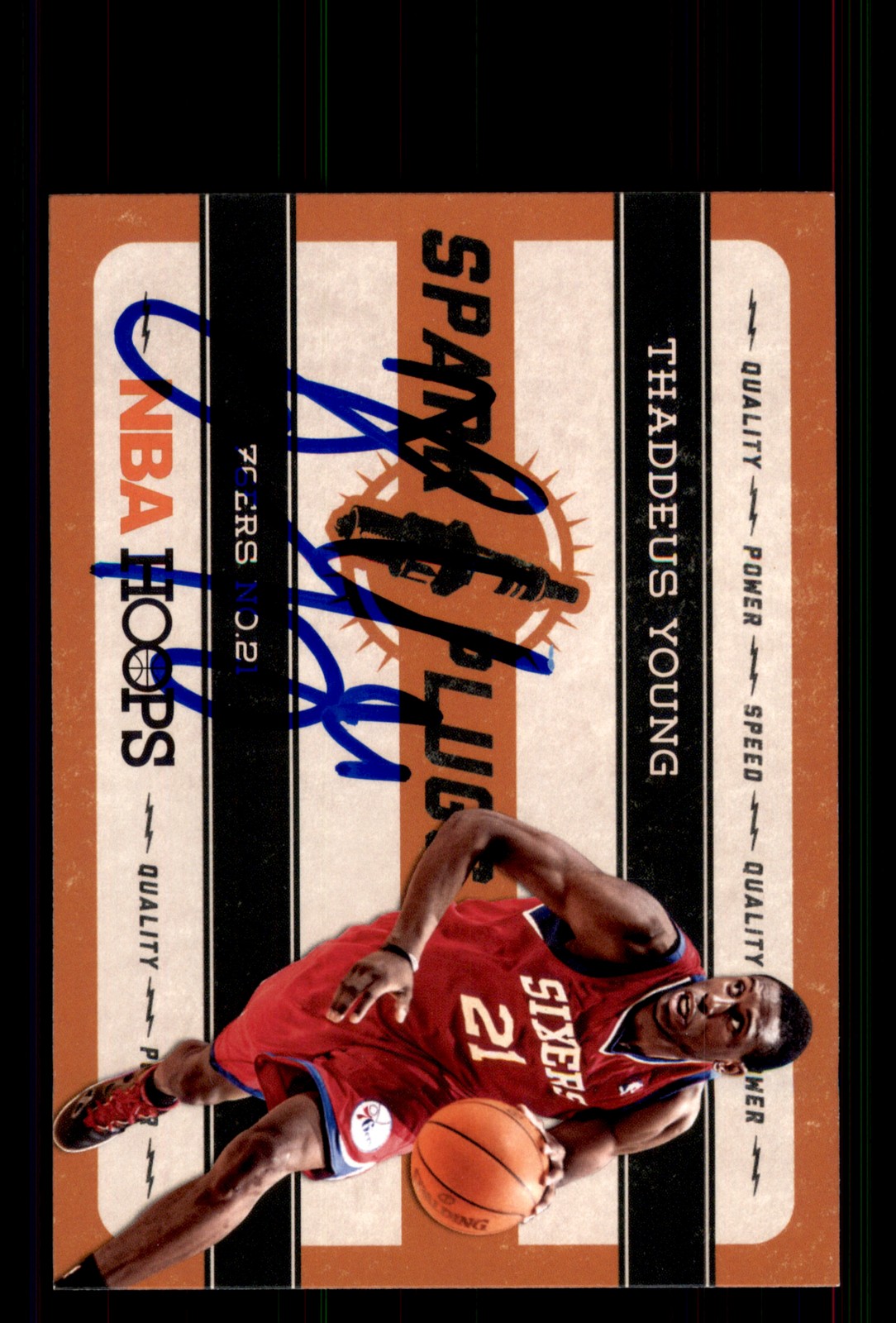 Signed Basketball Card Auto Thaddeus Young 2012-13 Hoops International #16