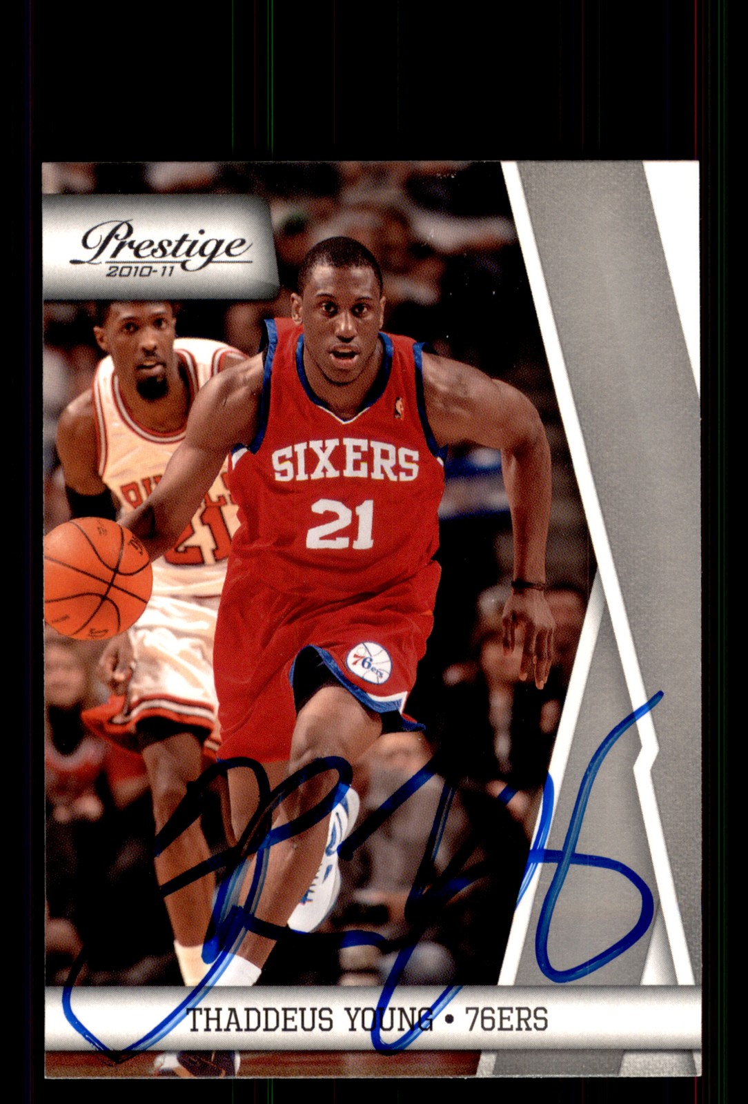 Signed Basketball Card Auto Thaddeus Young 2010-11 Panini Prestige #92 76ers