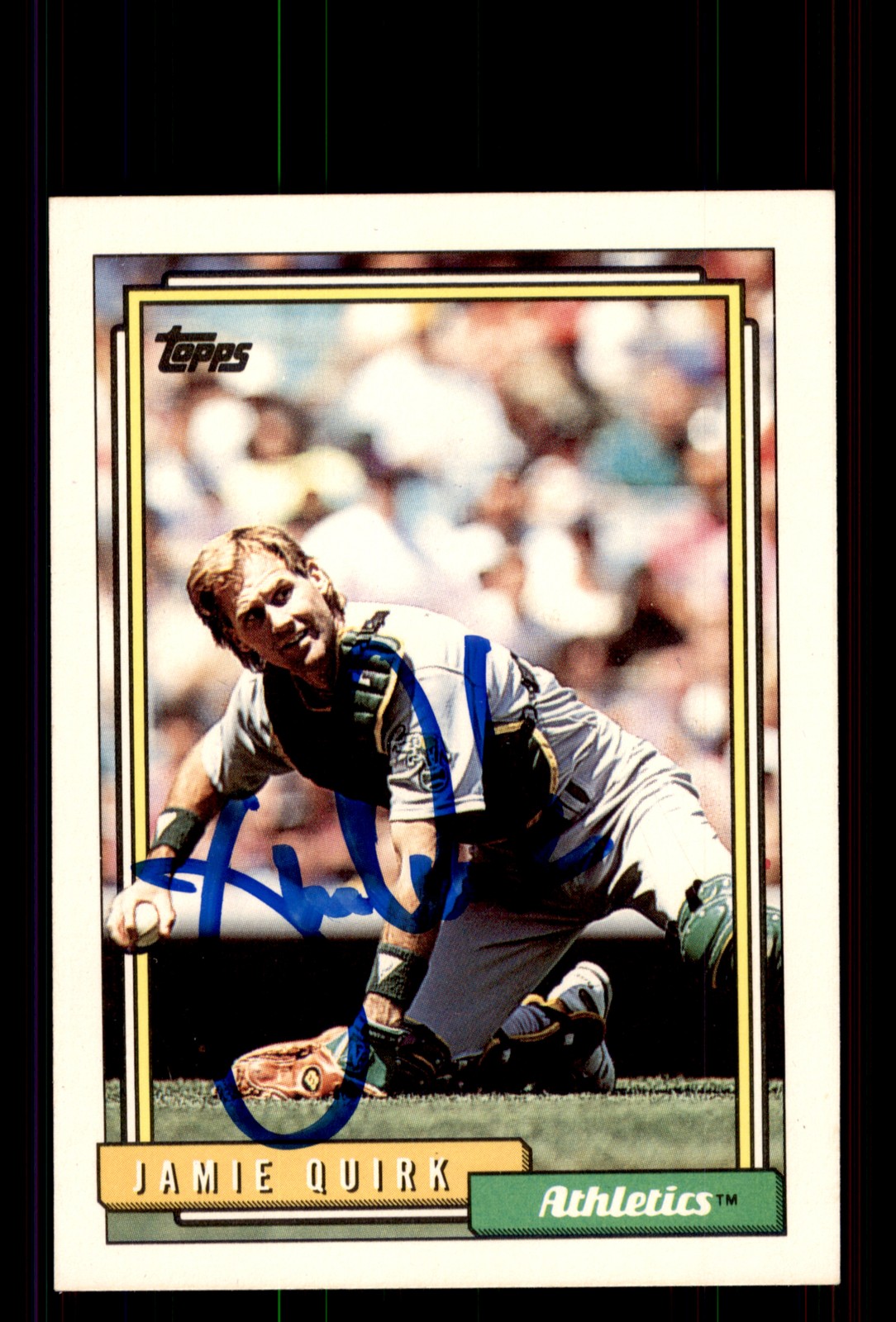 Signed Baseball Card Auto Jamie Quirk 1992 Topps #19 Oakland Athletics