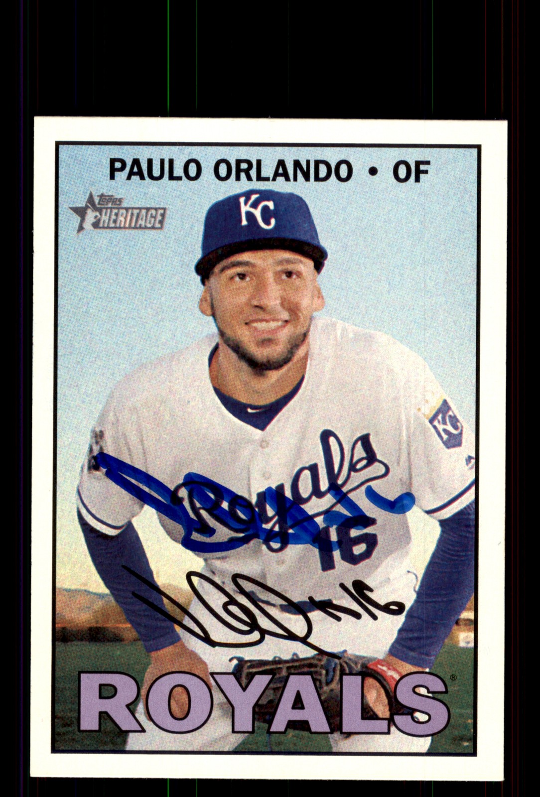 Signed Baseball Card Auto Paulo Orlando 2016 Topps Heritage #662 Royals