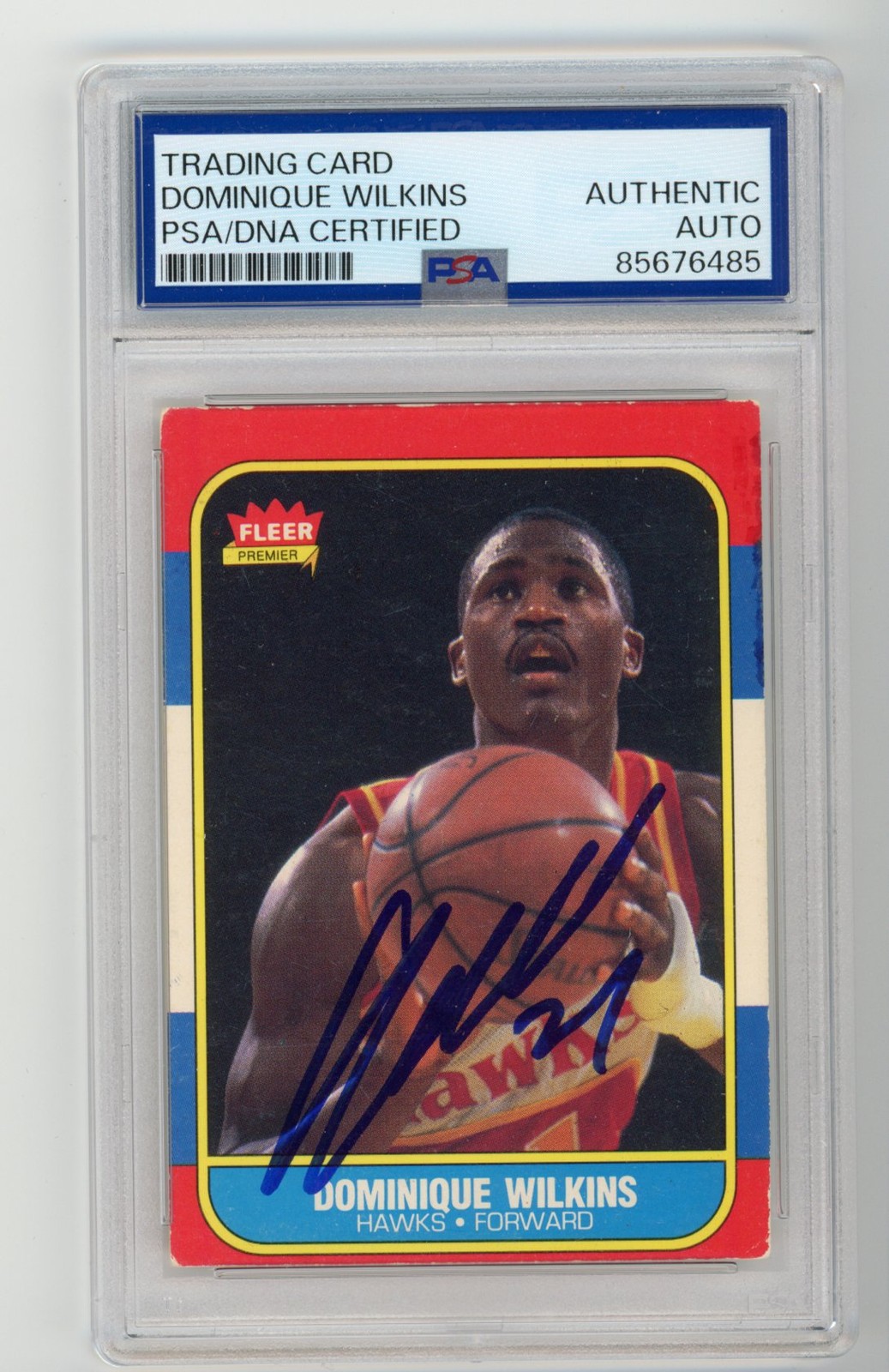 Signed Basketball Card Auto Dominique Wilkins 1986-87 Fleer #121 PSA/DNA *ISSUE*