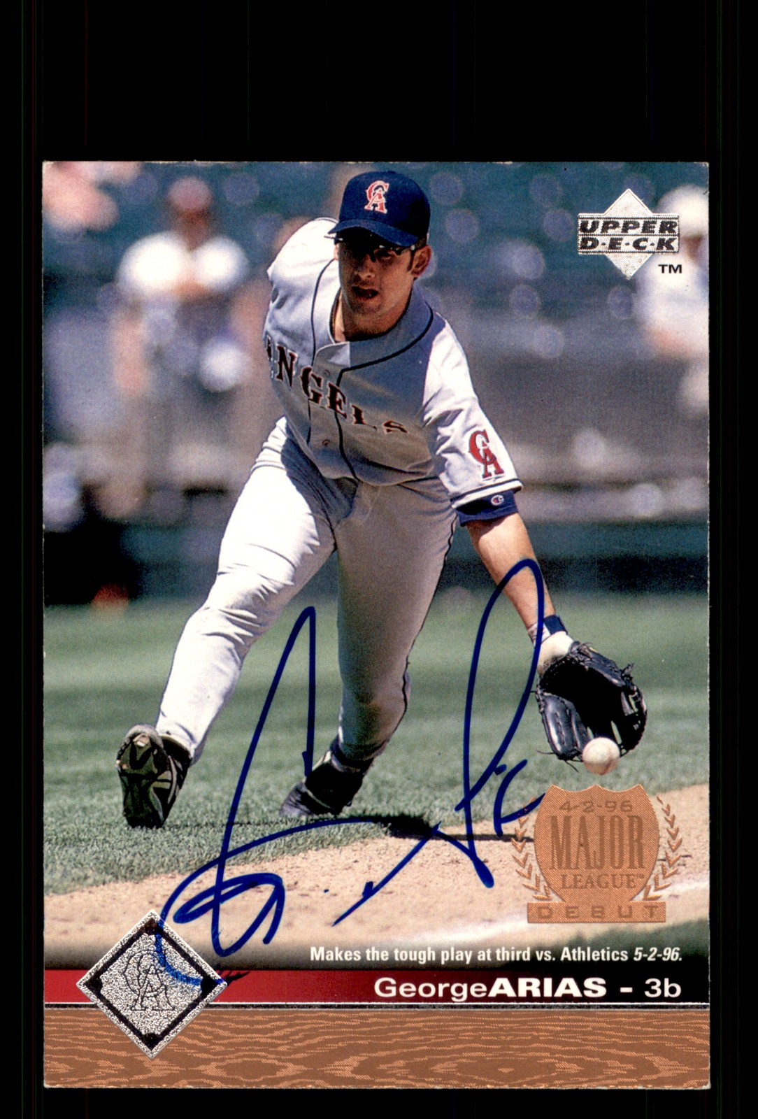 Signed Baseball Card Auto George Arias 1997 Upper Deck #293 California Angels
