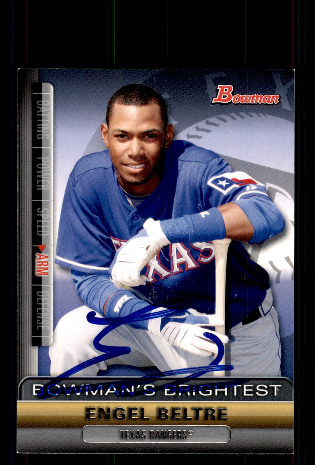 Signed Baseball Card Auto Engel Beltre 2011 Bowman #BBR14 Texas Rangers