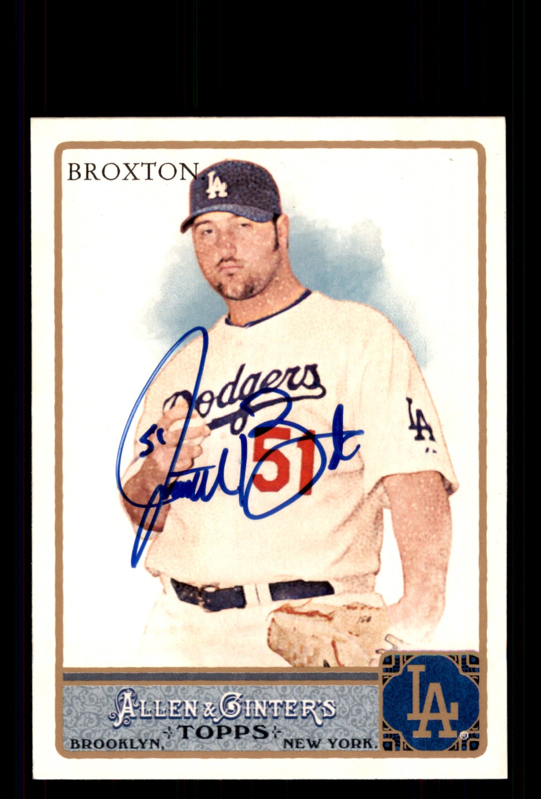 Signed Baseball Card Auto Jonathan Broxton 2011 Allen & Ginter #106 Dodgers