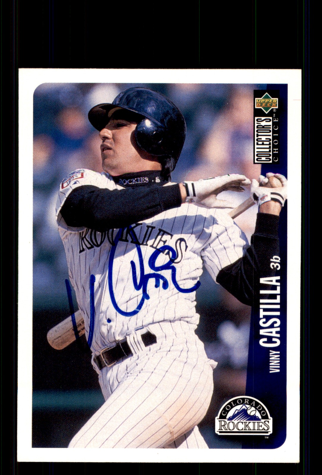 Signed Baseball Card Auto Vinny Castilla 1996 Collector's Choice #136 Rockies