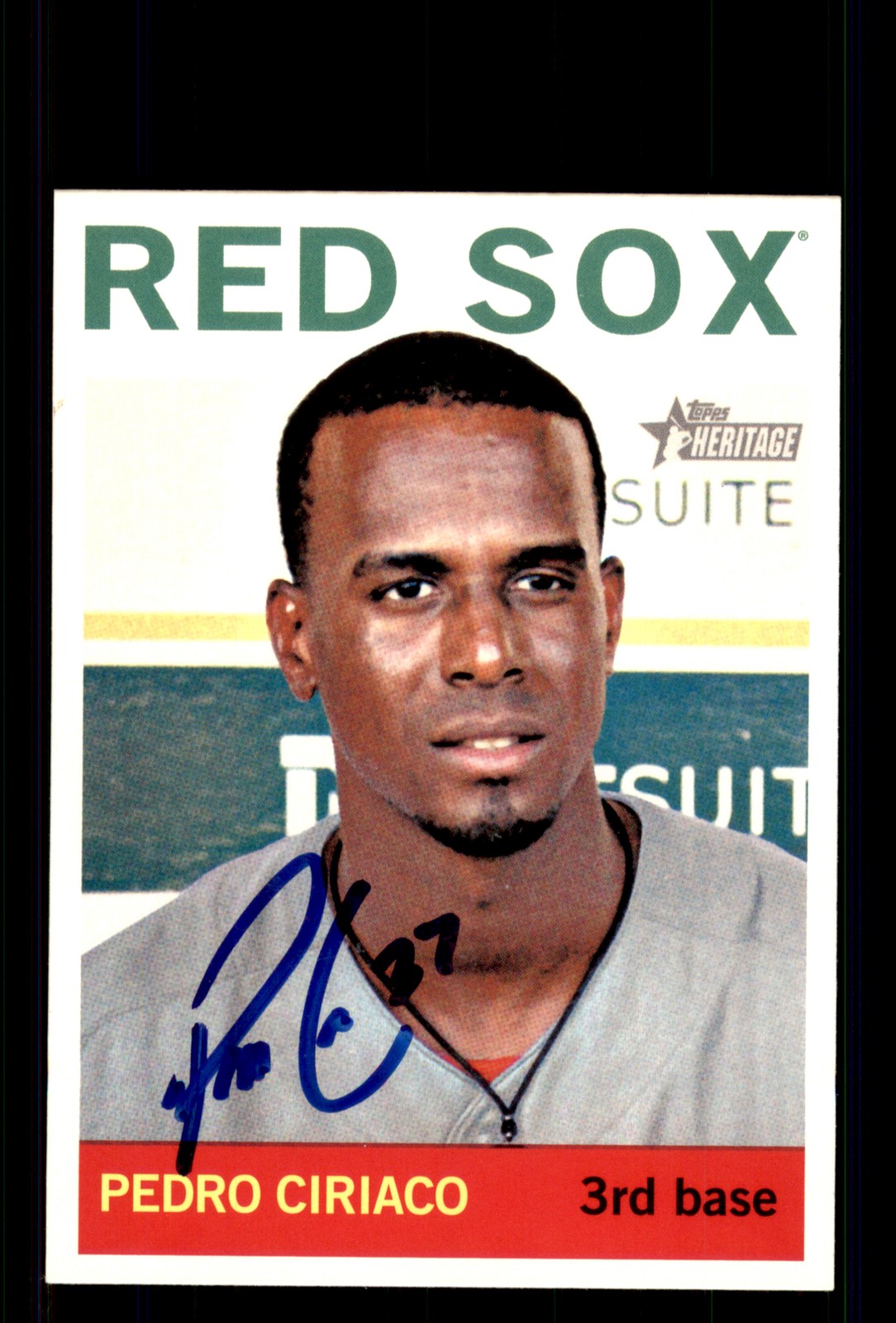 Signed Baseball Card Auto Pedro Ciriaco 2013 Topps Heritage #345 Boston Red Sox