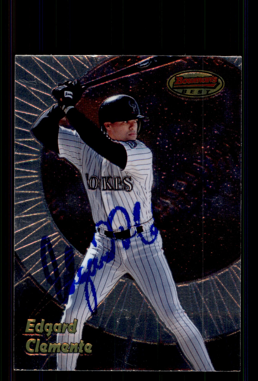 Signed Baseball Card Auto Edgard Clemente 1998 Bowman's Best #160 Rockies