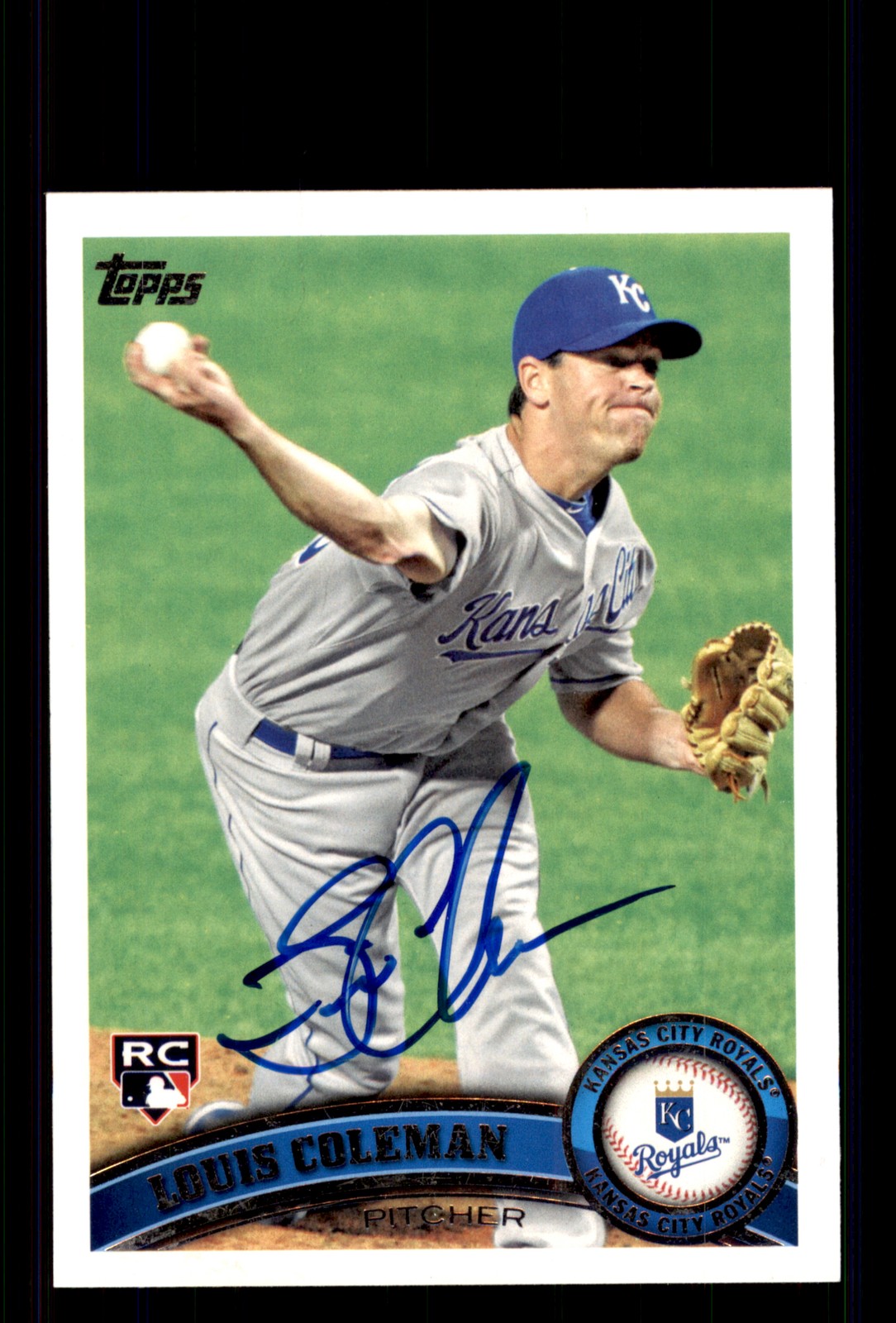 Signed Baseball Card Auto Louis Coleman 2011 Topps Update #US213 Royals