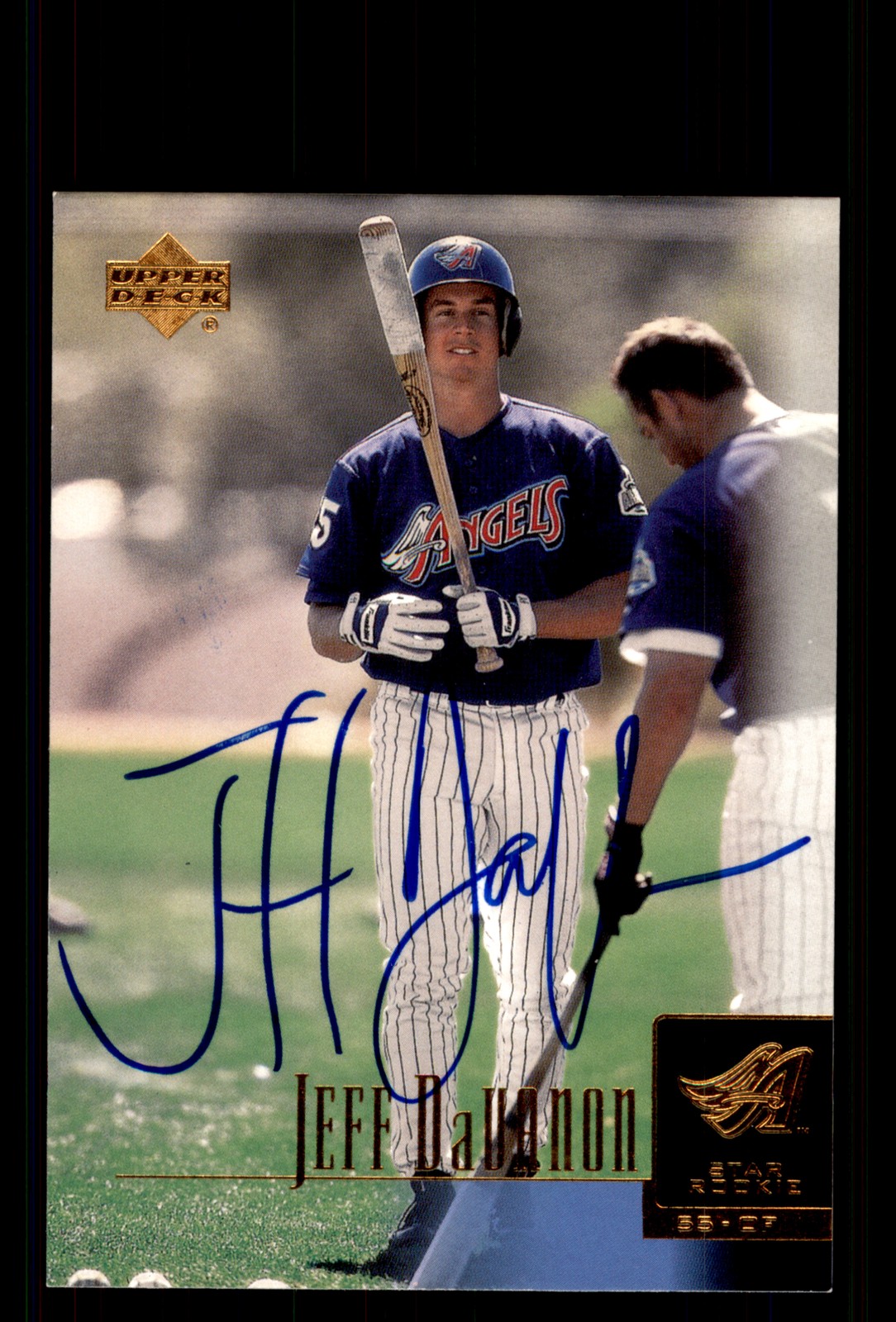 Signed Baseball Card Auto Jeff DaVanon 2001 Upper Deck #1 Anaheim Angels