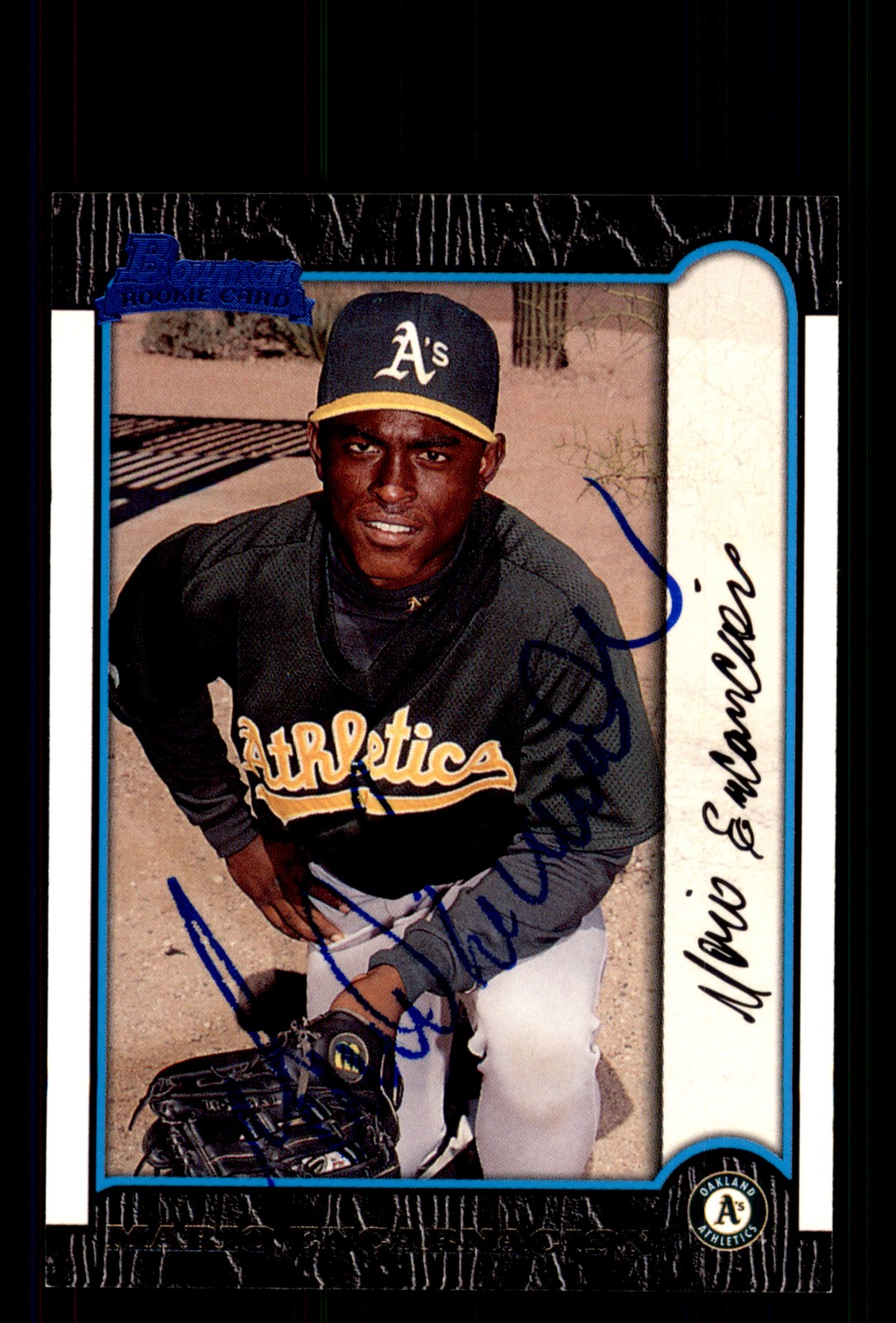 Signed Baseball Card Auto Mario Encarnacion 1999 Bowman #171 Oakland Athletics