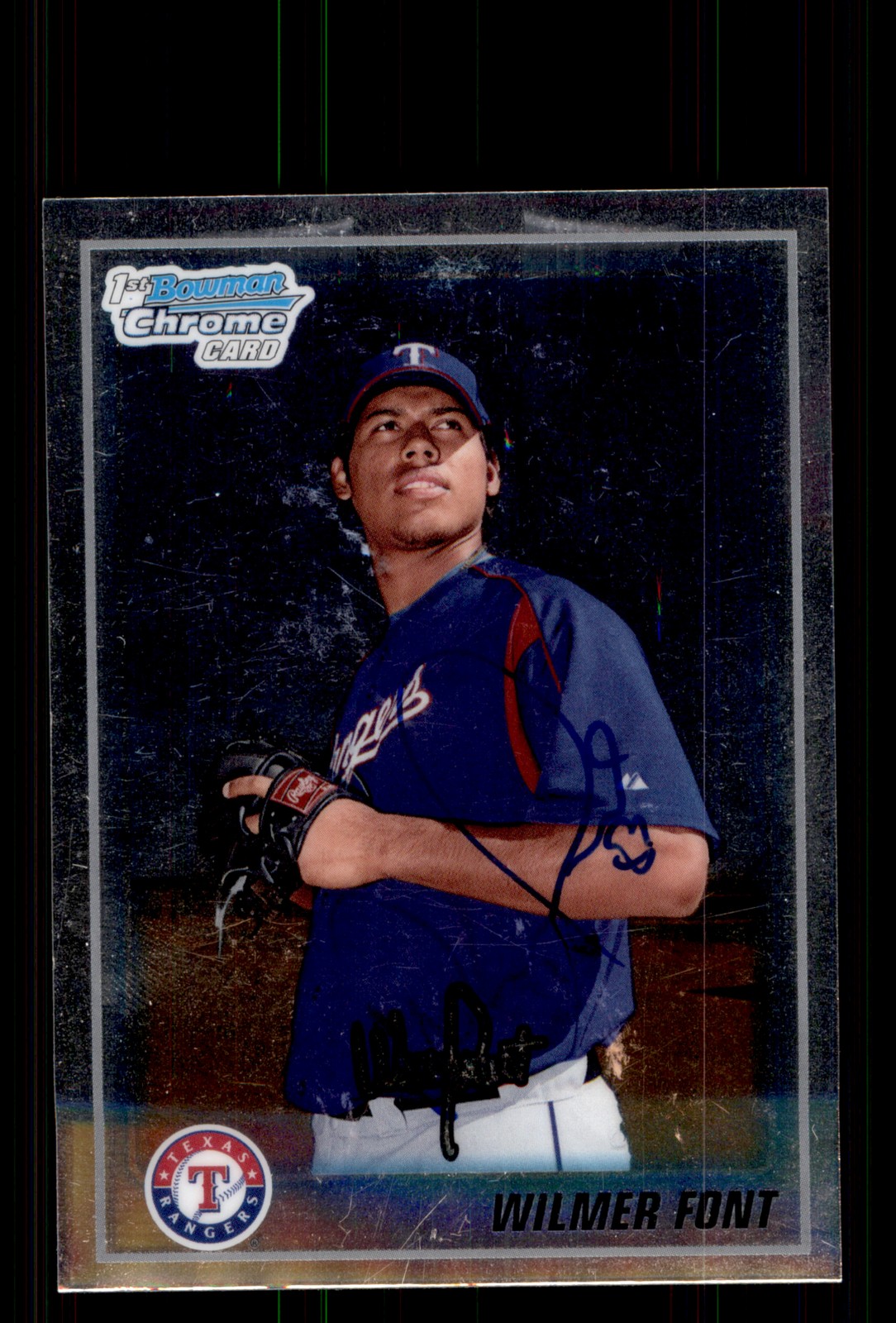 Signed Baseball Card Auto Wilmer Font 2010 Bowman Chrome #BCP87 Texas Rangers