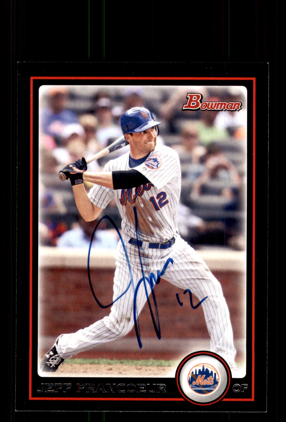 Signed Baseball Card Auto Jeff Francoeur 2010 Bowman #93 New York Mets