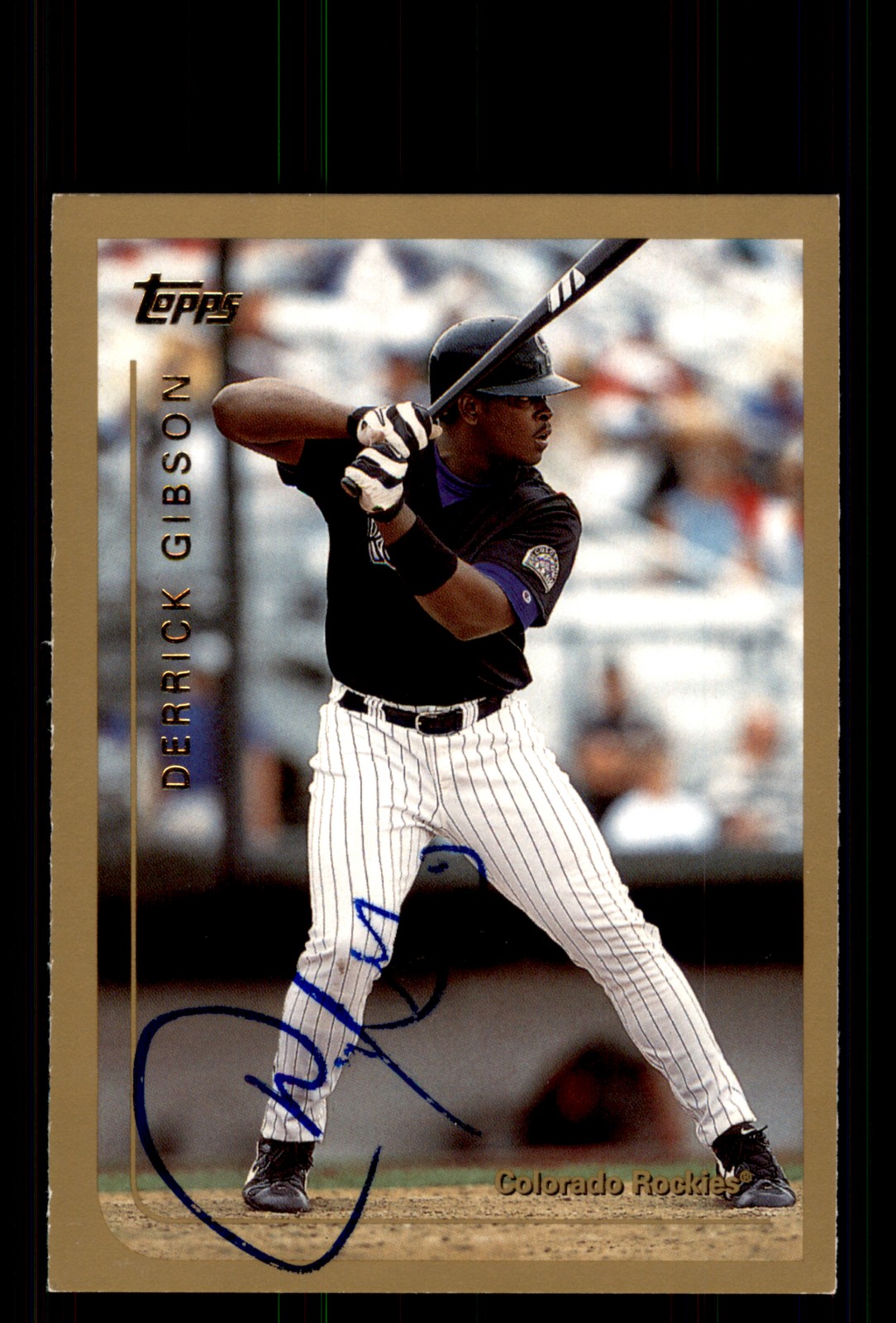 Signed Baseball Card Auto Derrick Gibson 1999 Topps #392 Colorado Rockies