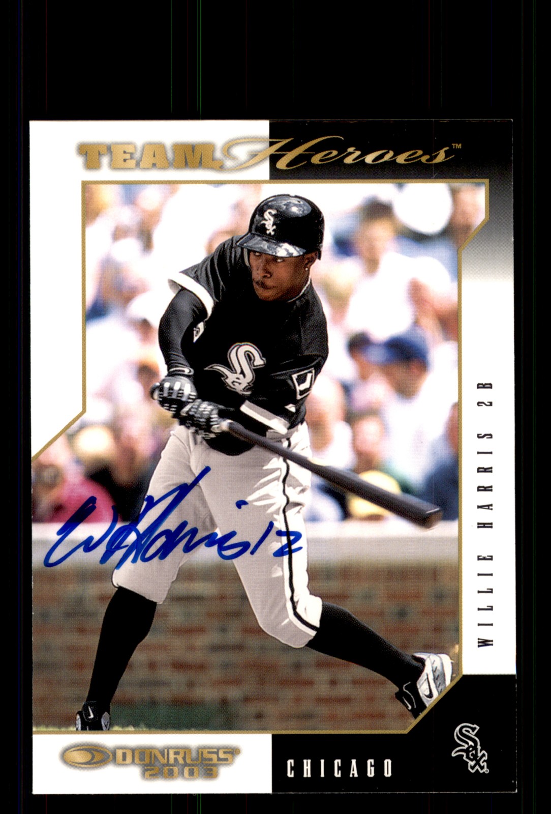 Signed Baseball Card Auto Willie Harris 2003 Donruss Team Heroes #128
