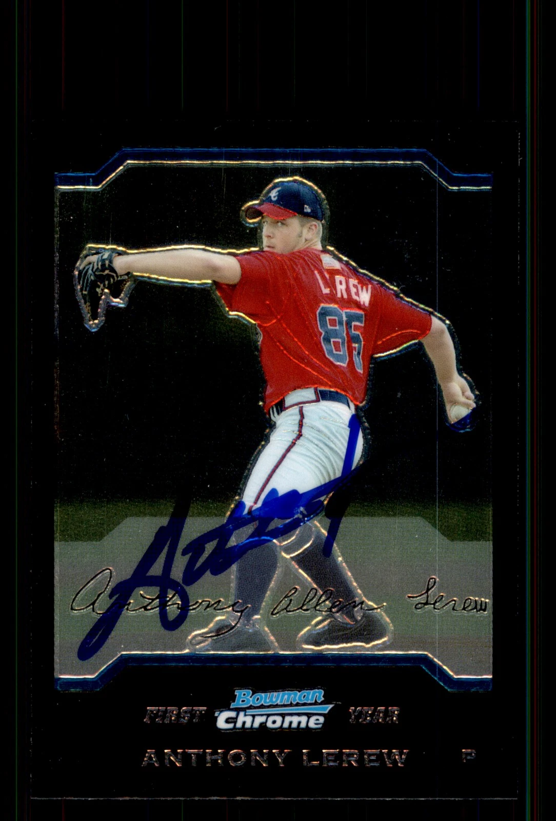Signed Baseball Card Auto Anthony Lerew 2004 Bowman Chrome #221 Atlanta Braves