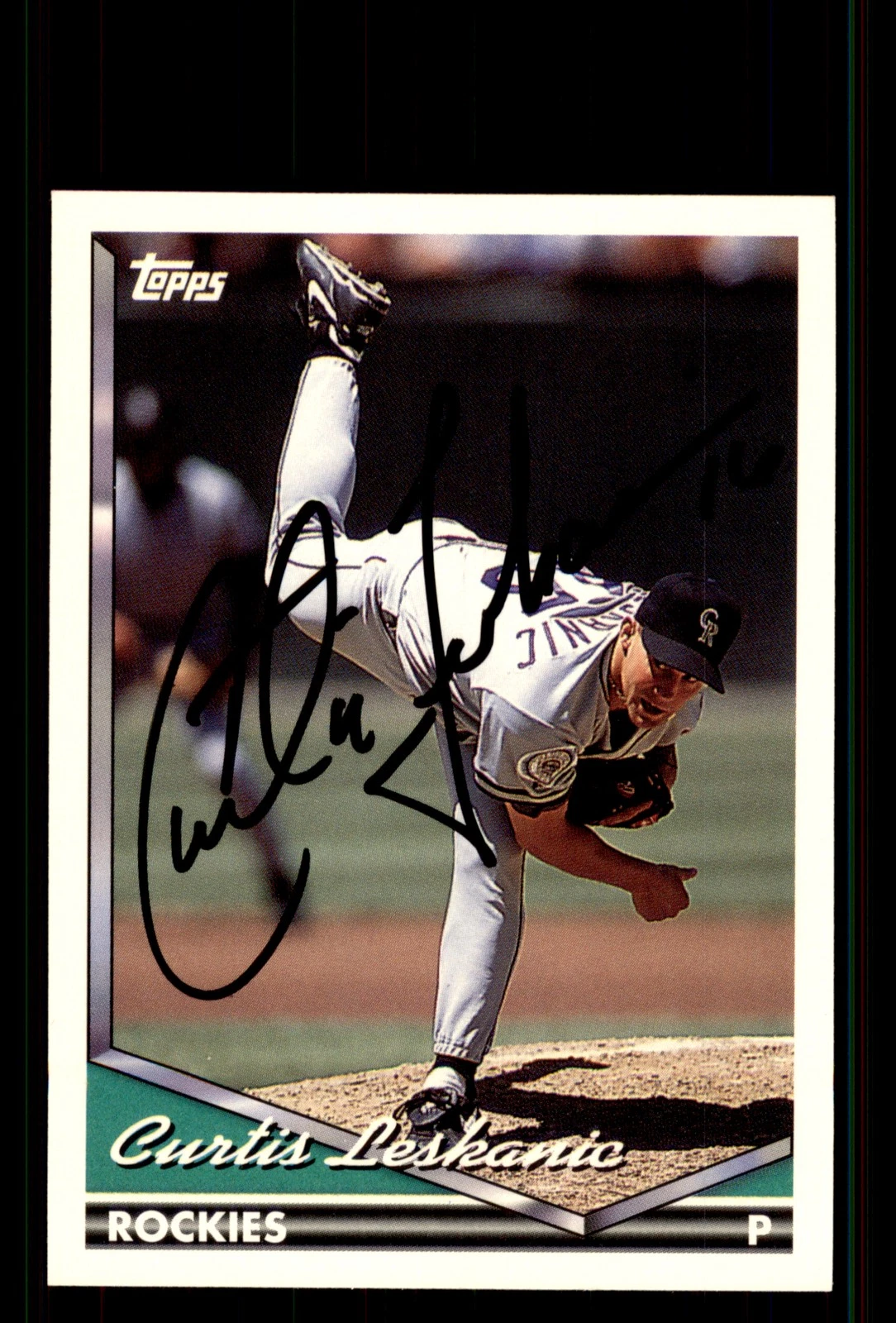 Signed Baseball Card Auto Curtis Leskanic 1994 Topps #191 Colorado Rockies