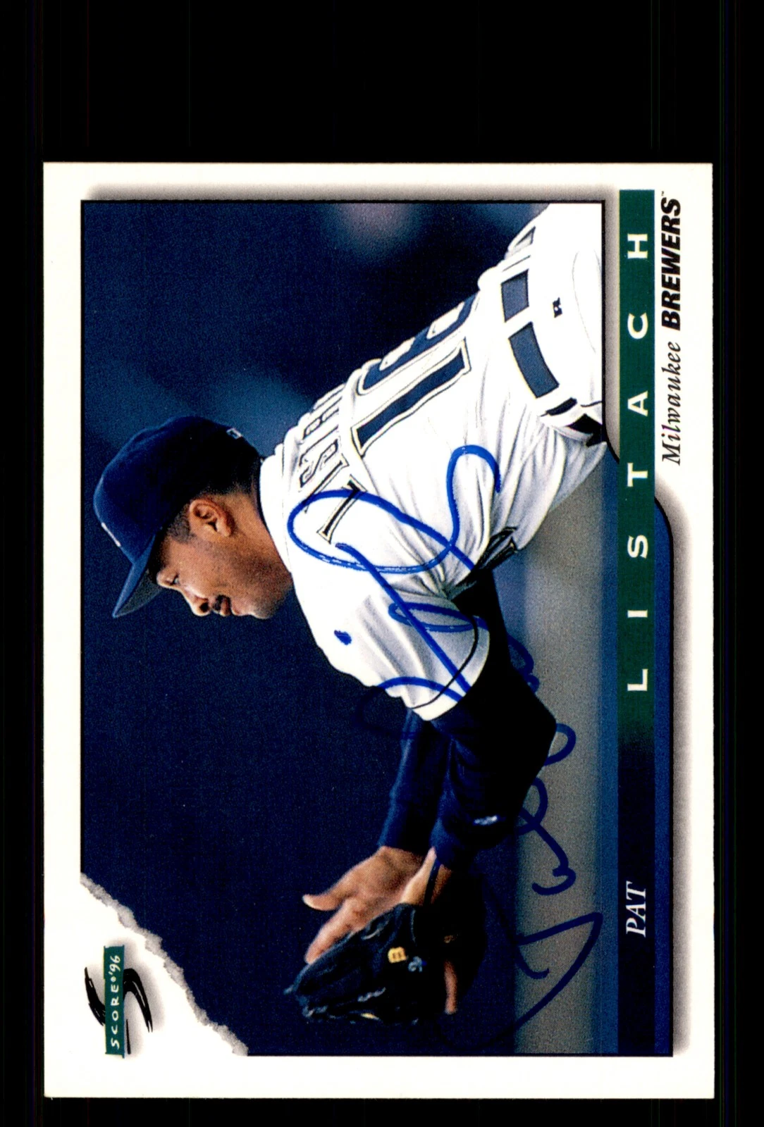 Signed Baseball Card Auto Pat Listach 1996 Score #81 Milwaukee Brewers