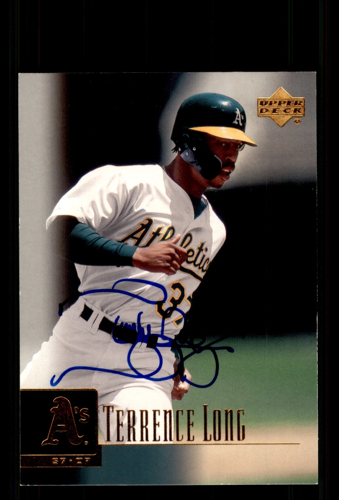 Signed Baseball Card Auto Terrence Long 2001 Upper Deck #57 Oakland Athletics