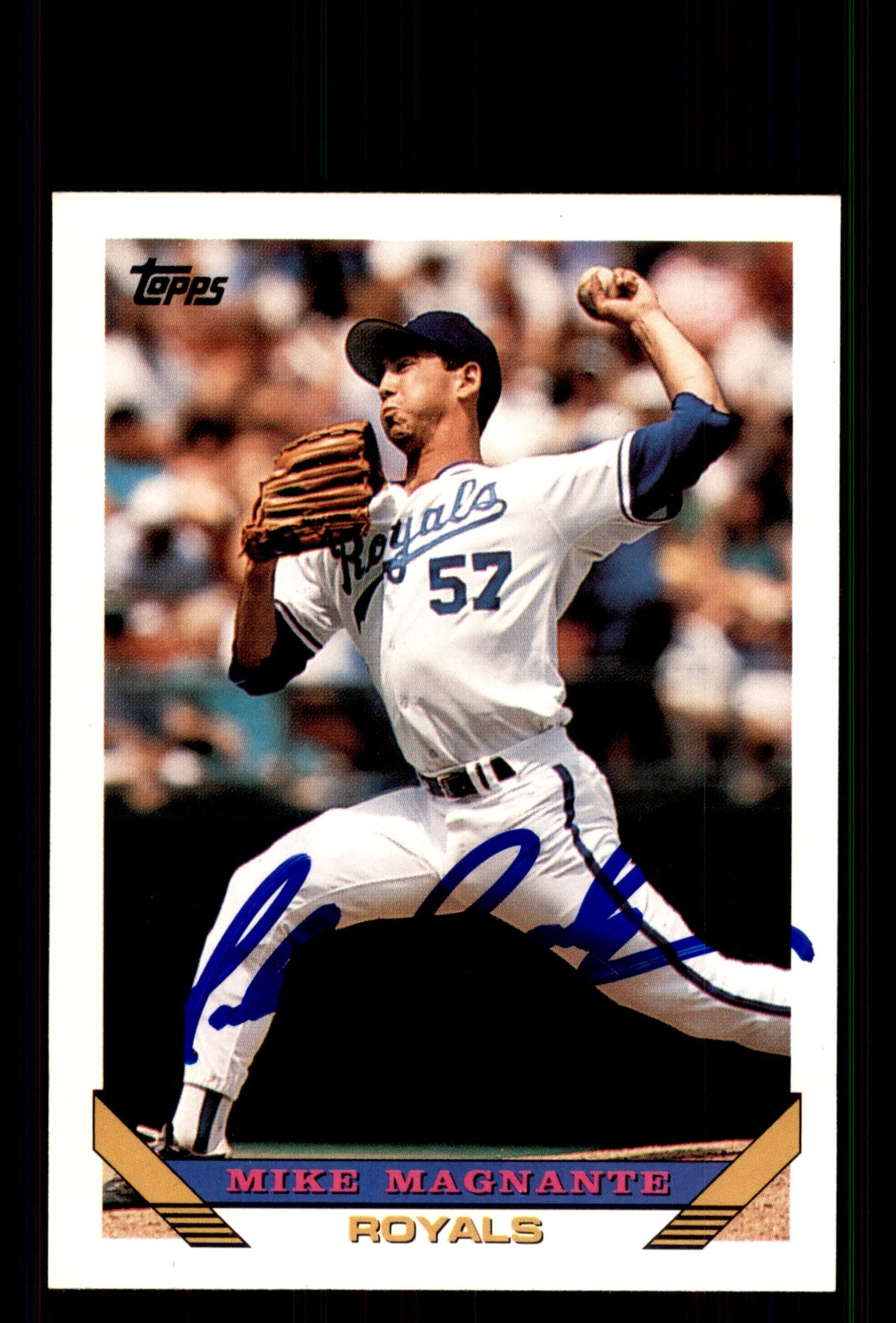 Signed Baseball Card Auto Mike Magnante 1993 Topps #186 Kansas City Royals